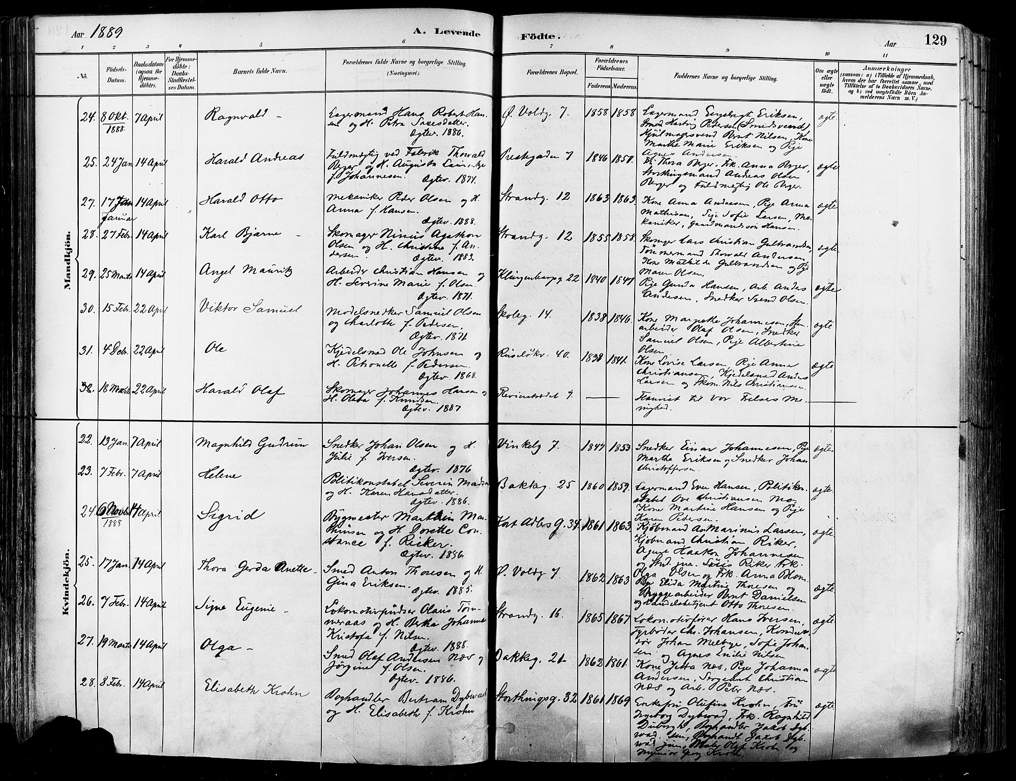 Johannes prestekontor Kirkebøker, AV/SAO-A-10852/F/Fa/L0003: Parish register (official) no. 3, 1882-1896, p. 129
