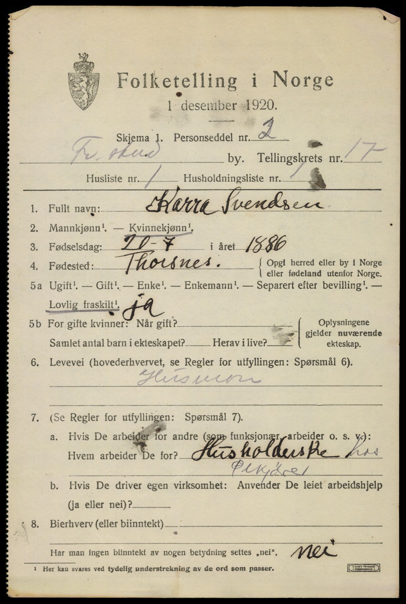 SAO, 1920 census for Fredrikstad, 1920, p. 38925