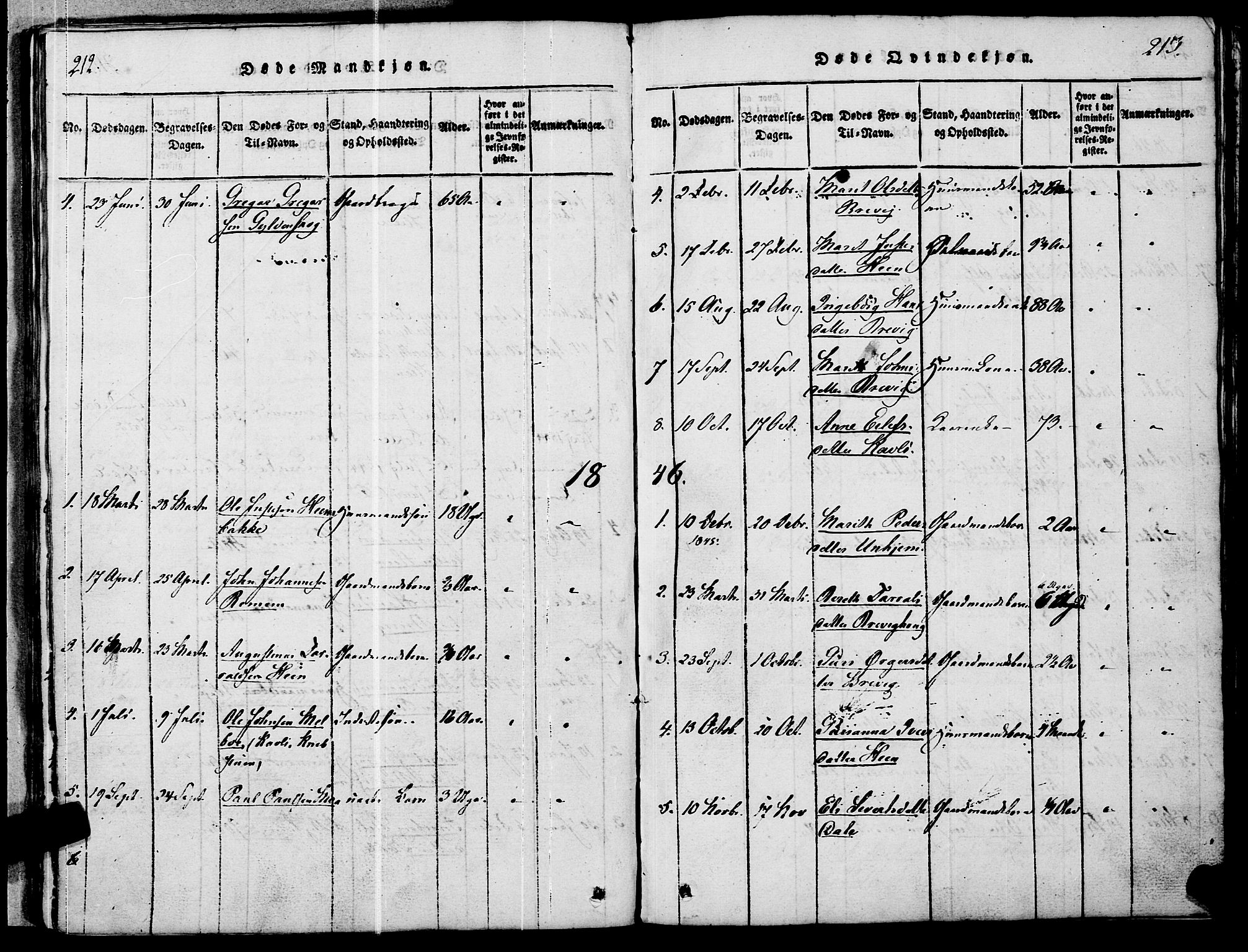 Ministerialprotokoller, klokkerbøker og fødselsregistre - Møre og Romsdal, SAT/A-1454/545/L0585: Parish register (official) no. 545A01, 1818-1853, p. 212-213