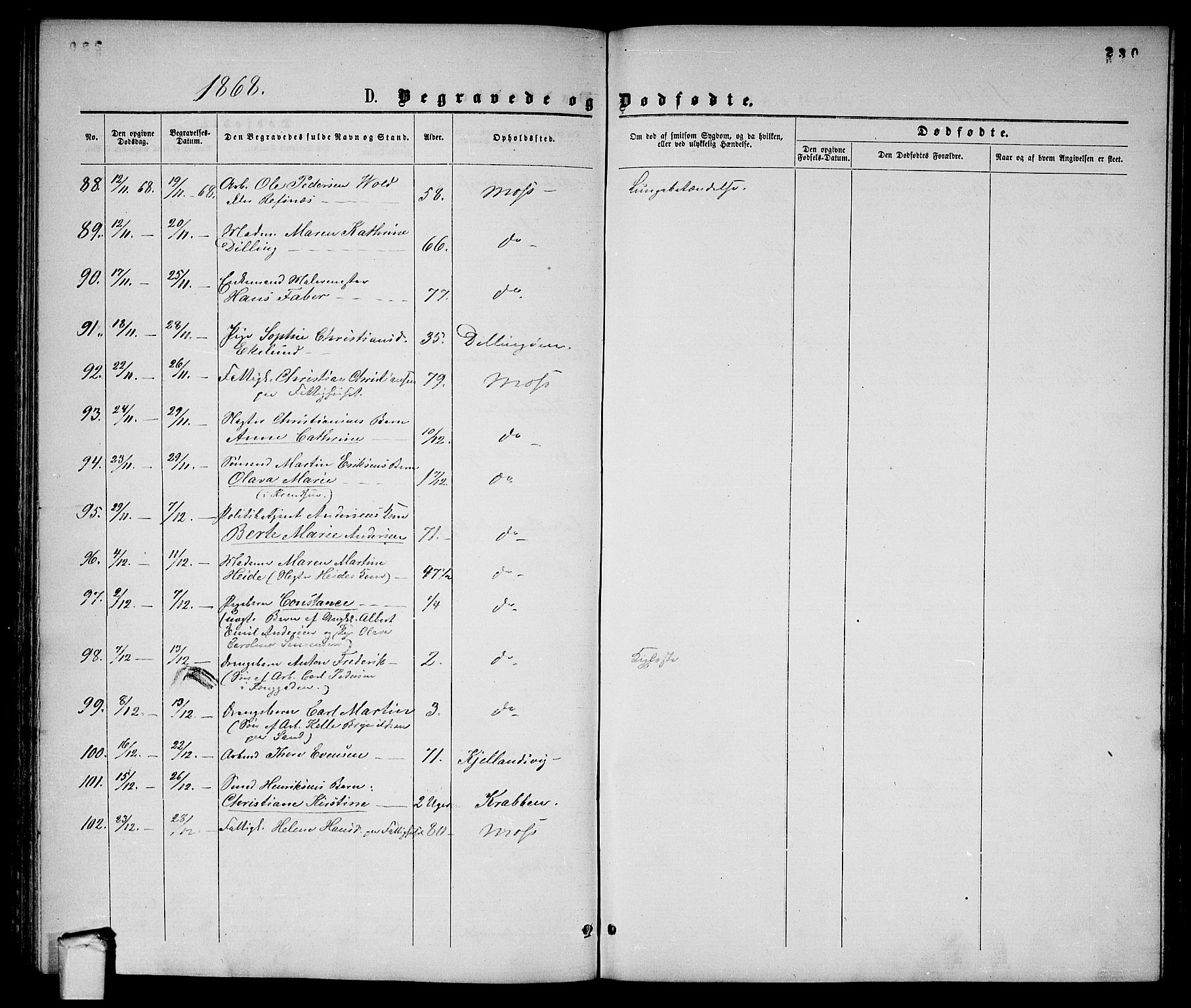 Moss prestekontor Kirkebøker, AV/SAO-A-2003/G/Ga/L0003: Parish register (copy) no. I 3, 1861-1872, p. 230