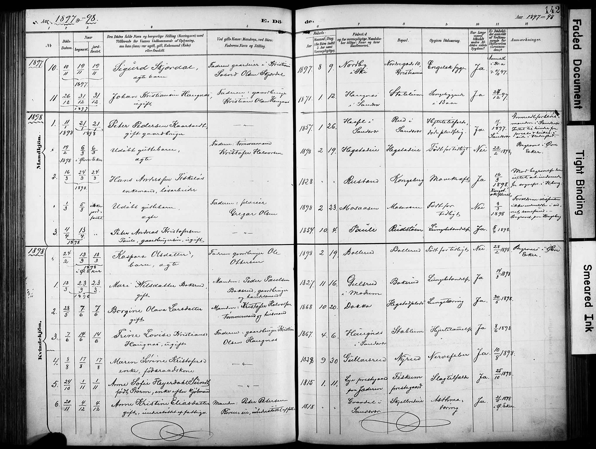Fiskum kirkebøker, SAKO/A-15/F/Fa/L0003: Parish register (official) no. 3, 1890-1905, p. 142