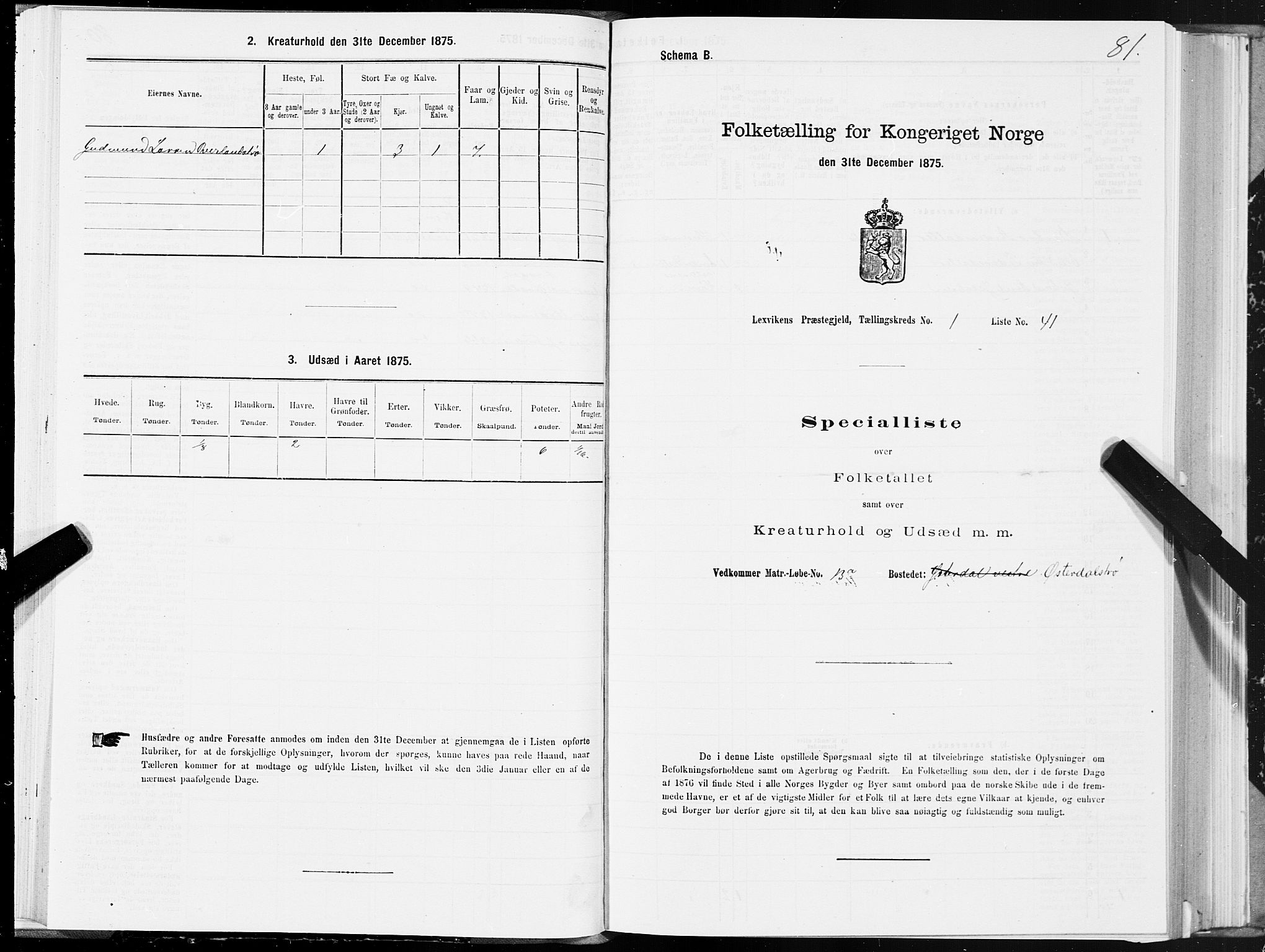SAT, 1875 census for 1718P Leksvik, 1875, p. 1081