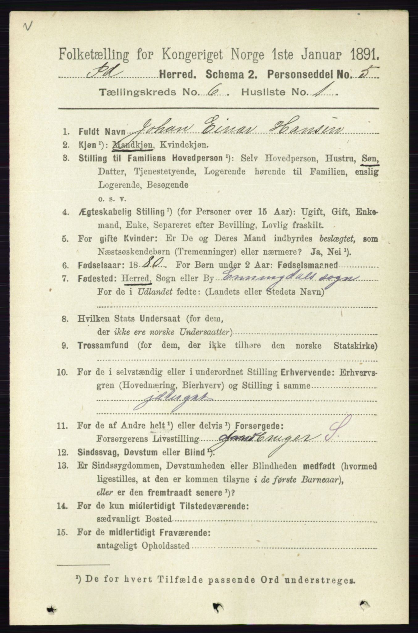 RA, 1891 census for 0117 Idd, 1891, p. 3578