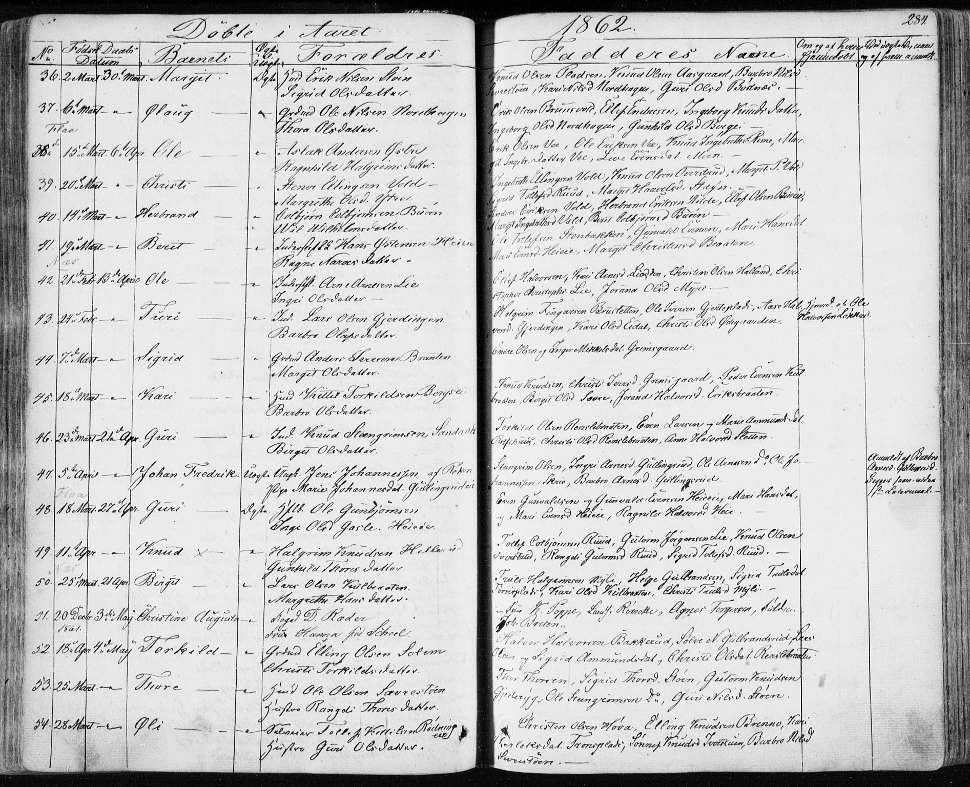 Nes kirkebøker, AV/SAKO-A-236/F/Fa/L0009: Parish register (official) no. 9, 1834-1863, p. 284