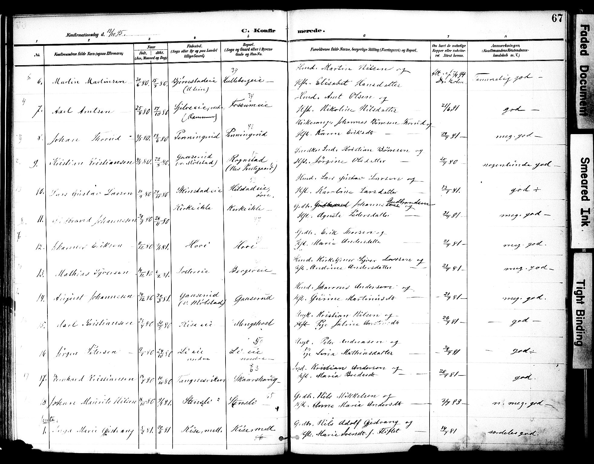 Nes prestekontor, Hedmark, AV/SAH-PREST-020/K/Ka/L0010: Parish register (official) no. 10, 1887-1905, p. 67