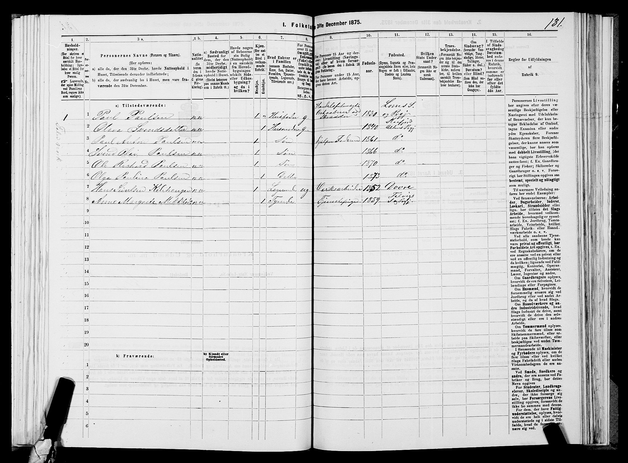 SATØ, 1875 census for 2012P Alta, 1875, p. 3131