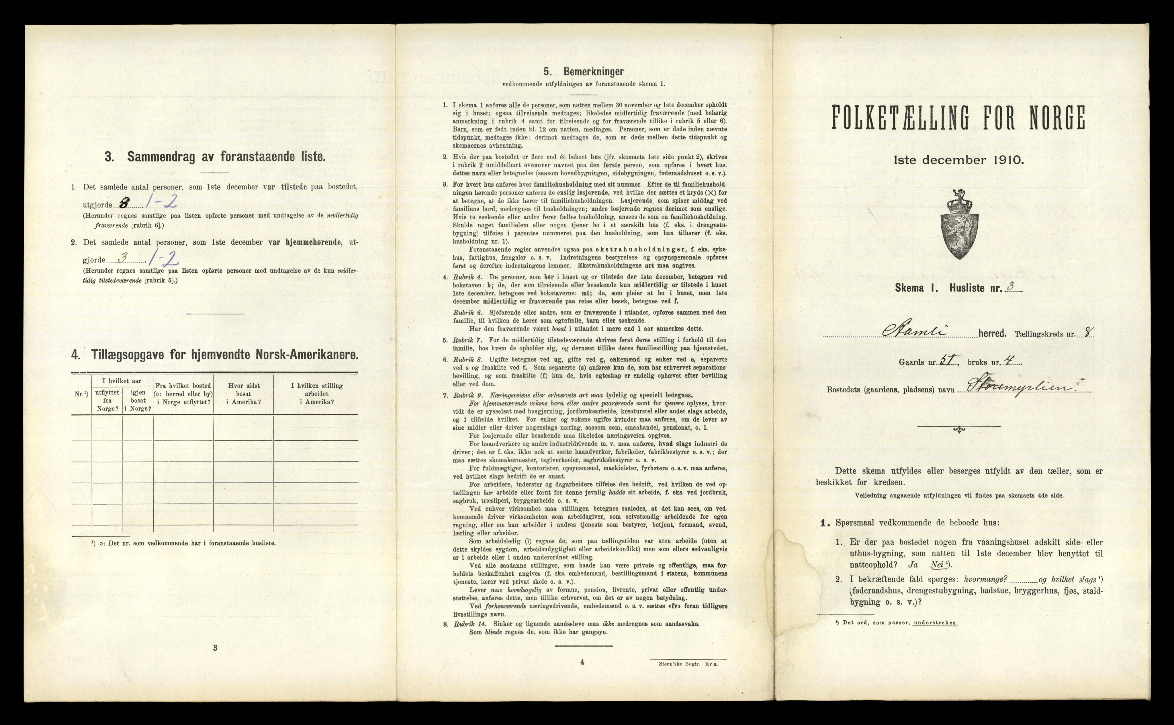 RA, 1910 census for Åmli, 1910, p. 443