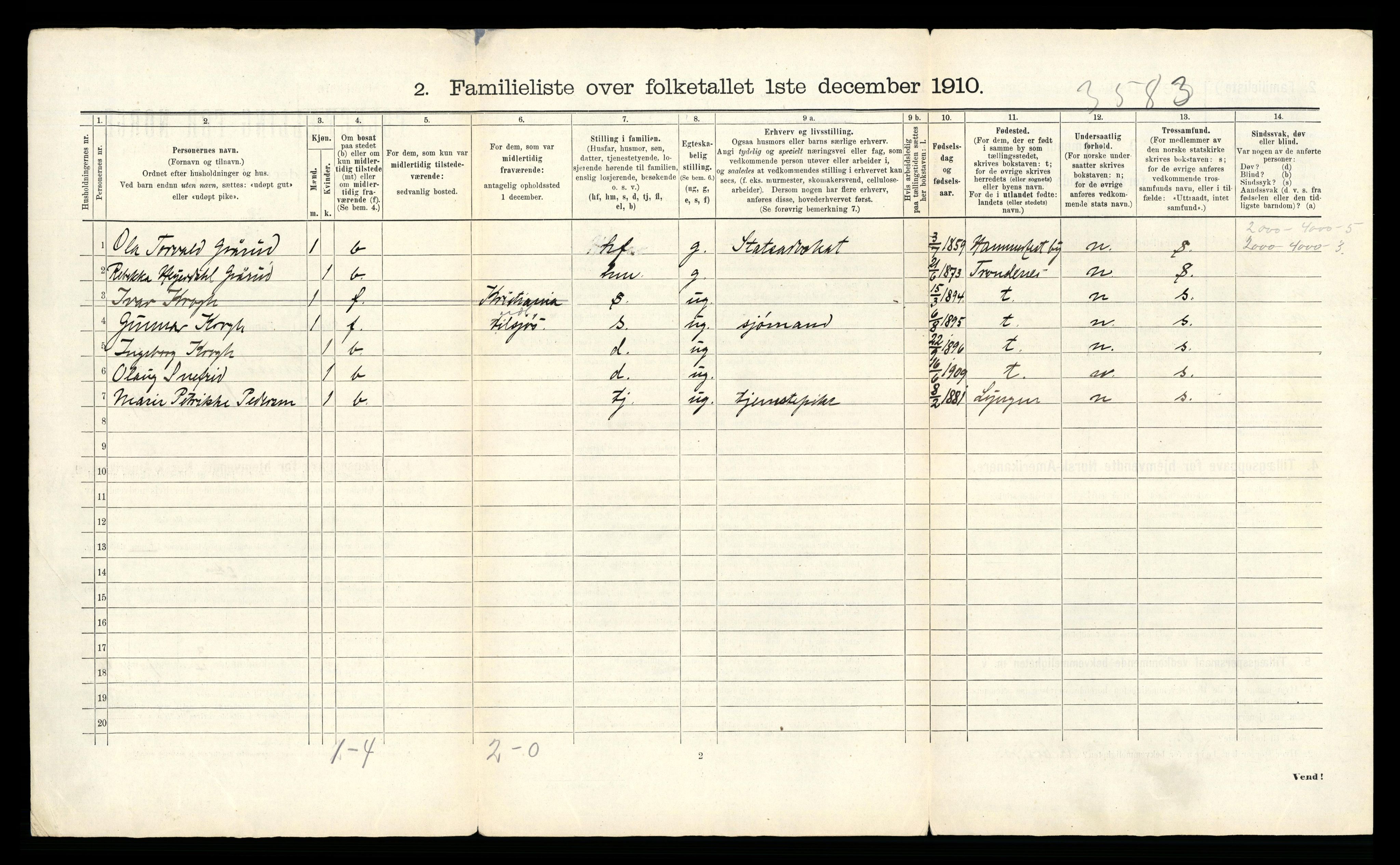 RA, 1910 census for Tromsø, 1910, p. 2497