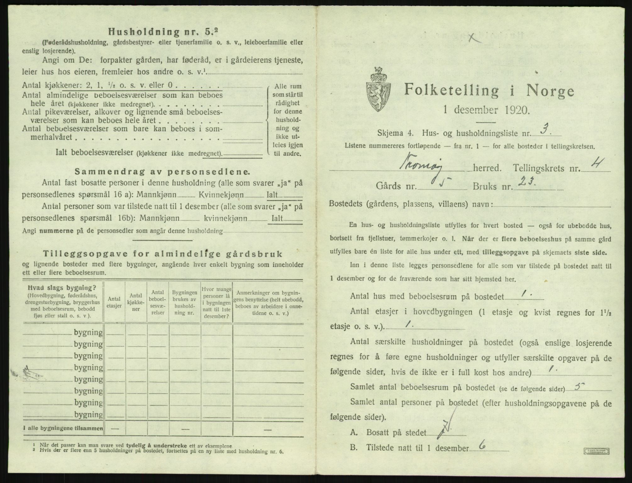 SAK, 1920 census for Tromøy, 1920, p. 335