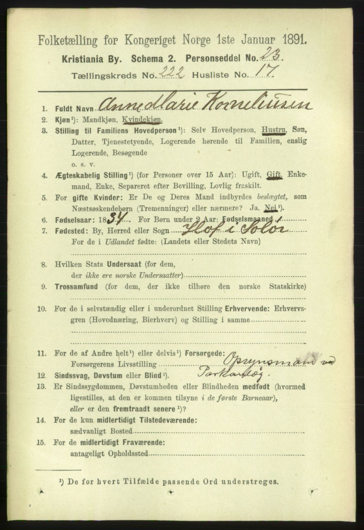 RA, 1891 census for 0301 Kristiania, 1891, p. 133735