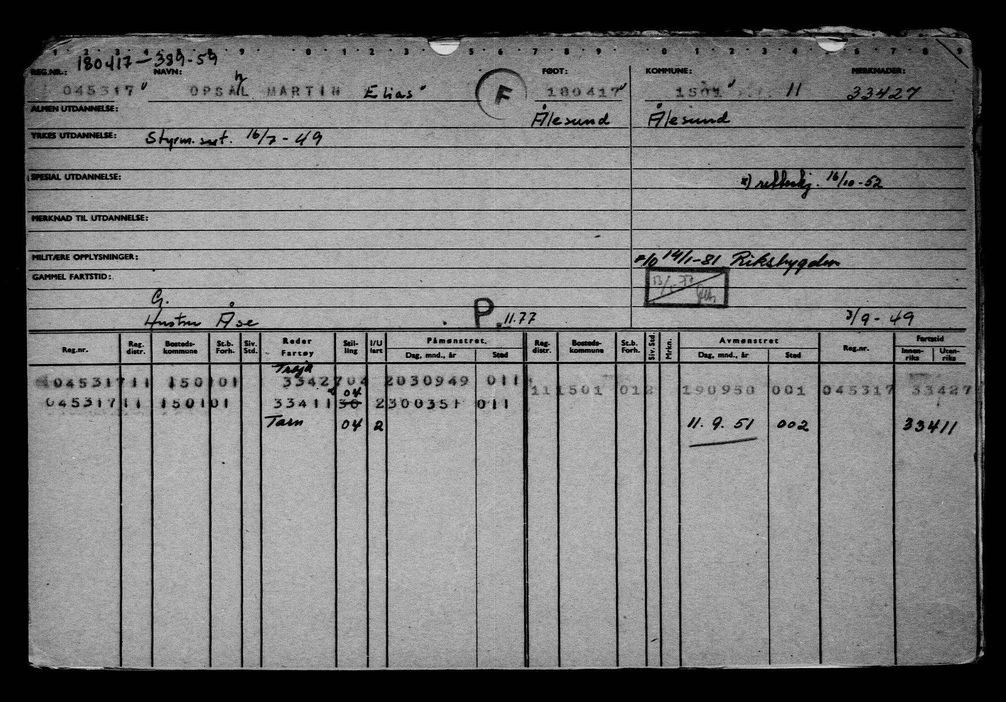 Direktoratet for sjømenn, AV/RA-S-3545/G/Gb/L0147: Hovedkort, 1917, p. 736