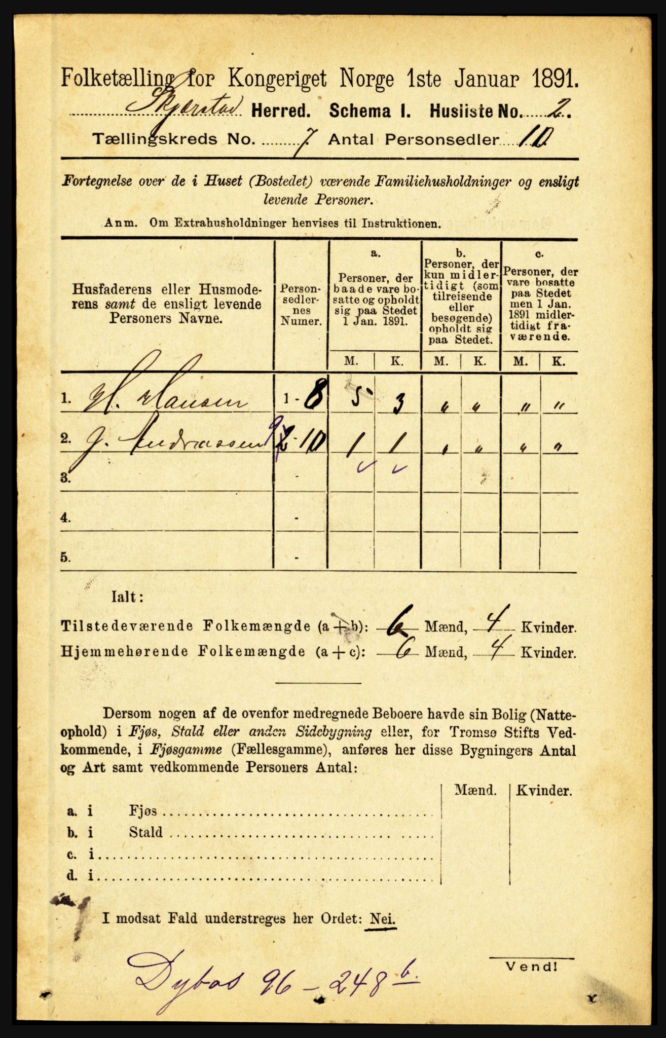 RA, 1891 census for 1842 Skjerstad, 1891, p. 2527