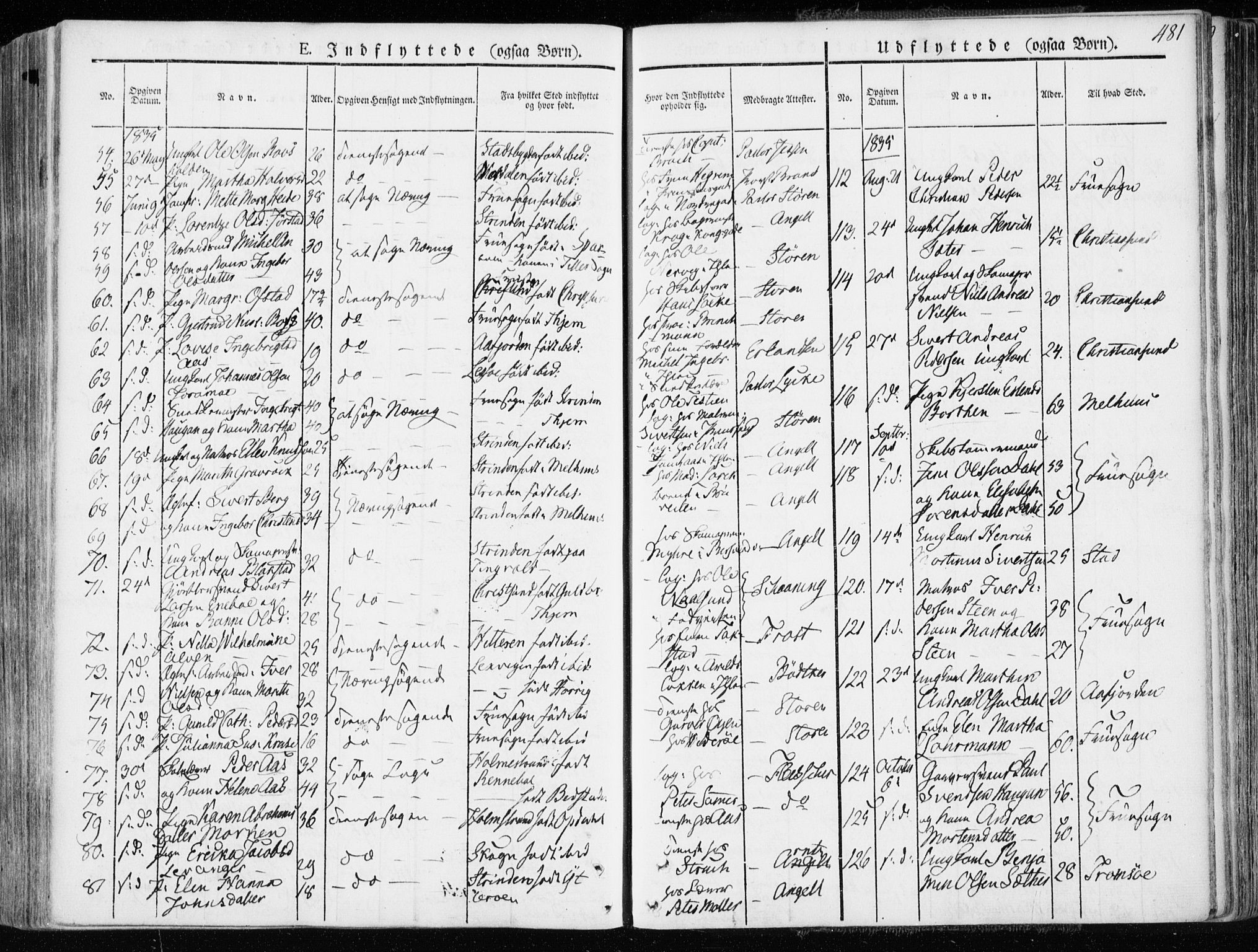 Ministerialprotokoller, klokkerbøker og fødselsregistre - Sør-Trøndelag, SAT/A-1456/601/L0047: Parish register (official) no. 601A15, 1831-1839, p. 481