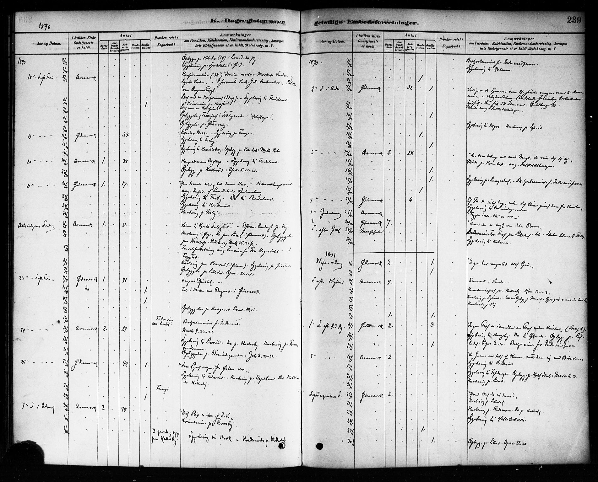 Aremark prestekontor Kirkebøker, SAO/A-10899/F/Fb/L0004: Parish register (official) no. II 4, 1878-1895, p. 239