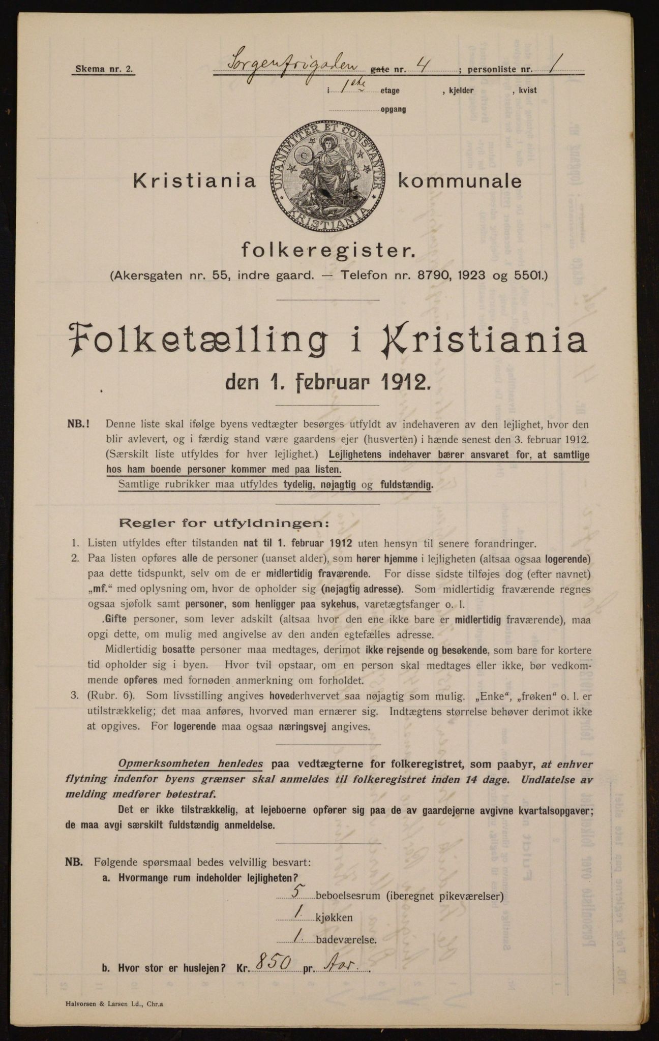 OBA, Municipal Census 1912 for Kristiania, 1912, p. 100104