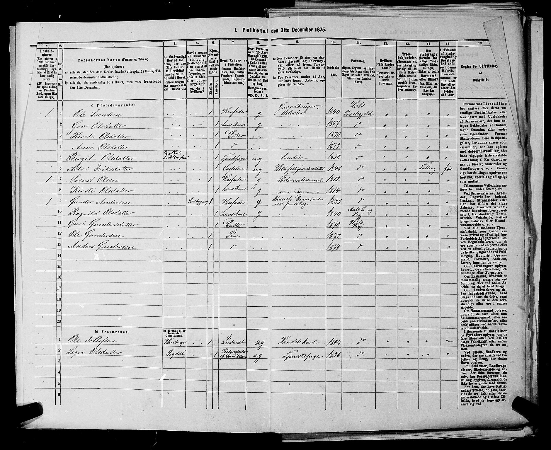 SAKO, 1875 census for 0620P Hol, 1875, p. 36