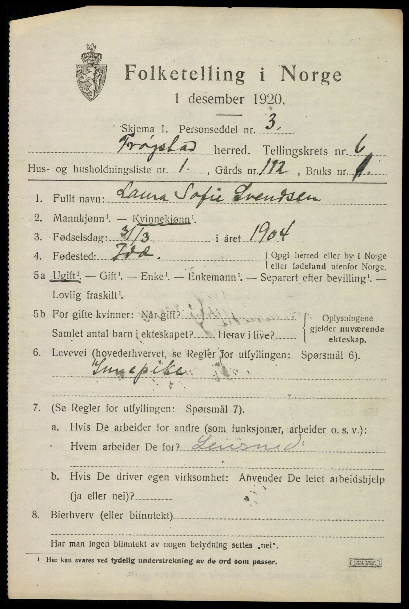 SAO, 1920 census for Trøgstad, 1920, p. 6602