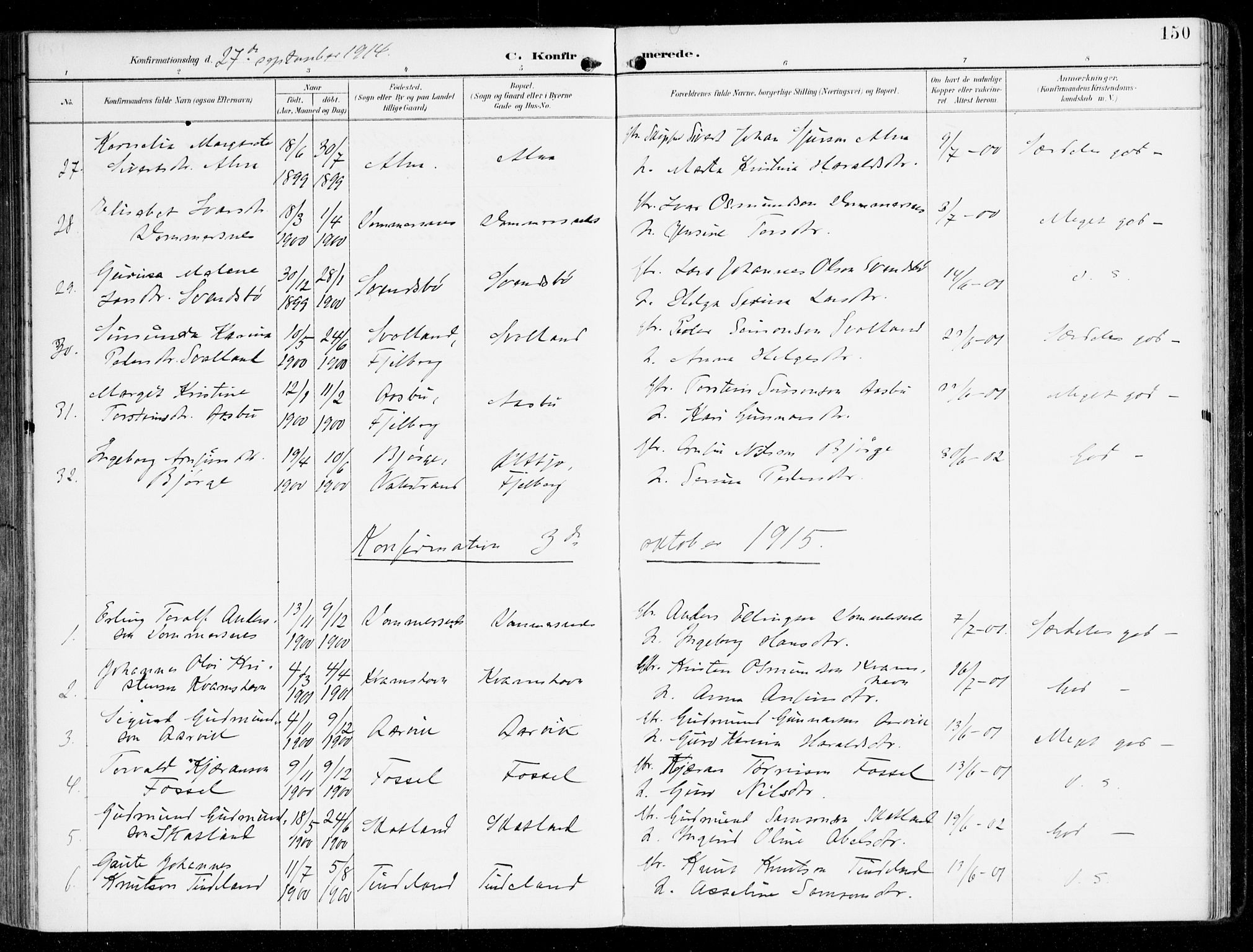 Sveio Sokneprestembete, SAB/A-78501/H/Haa: Parish register (official) no. D 2, 1894-1916, p. 150