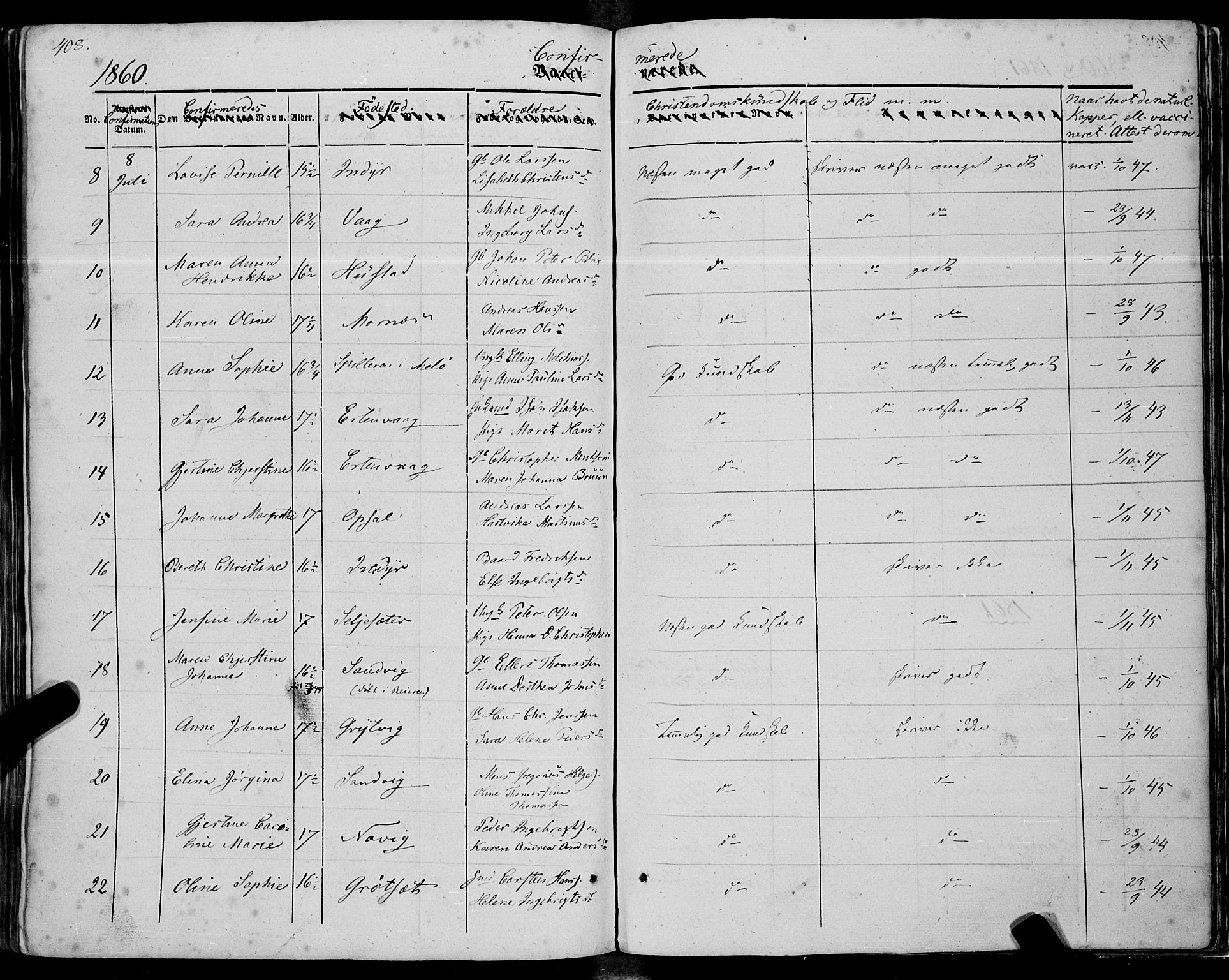 Ministerialprotokoller, klokkerbøker og fødselsregistre - Nordland, SAT/A-1459/805/L0097: Parish register (official) no. 805A04, 1837-1861, p. 408