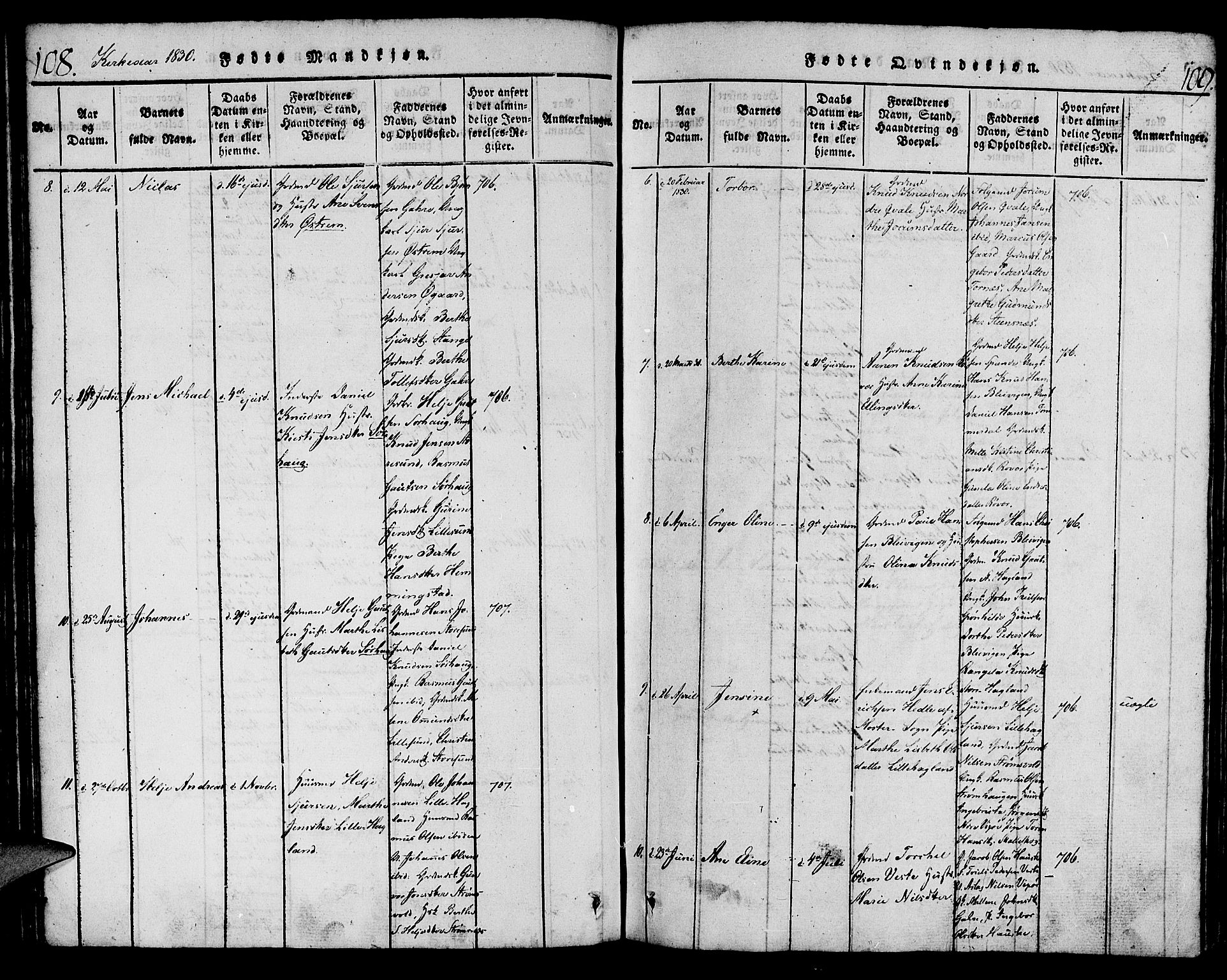 Torvastad sokneprestkontor, AV/SAST-A -101857/H/Ha/Haa/L0004: Parish register (official) no. A 4, 1817-1836, p. 108-109