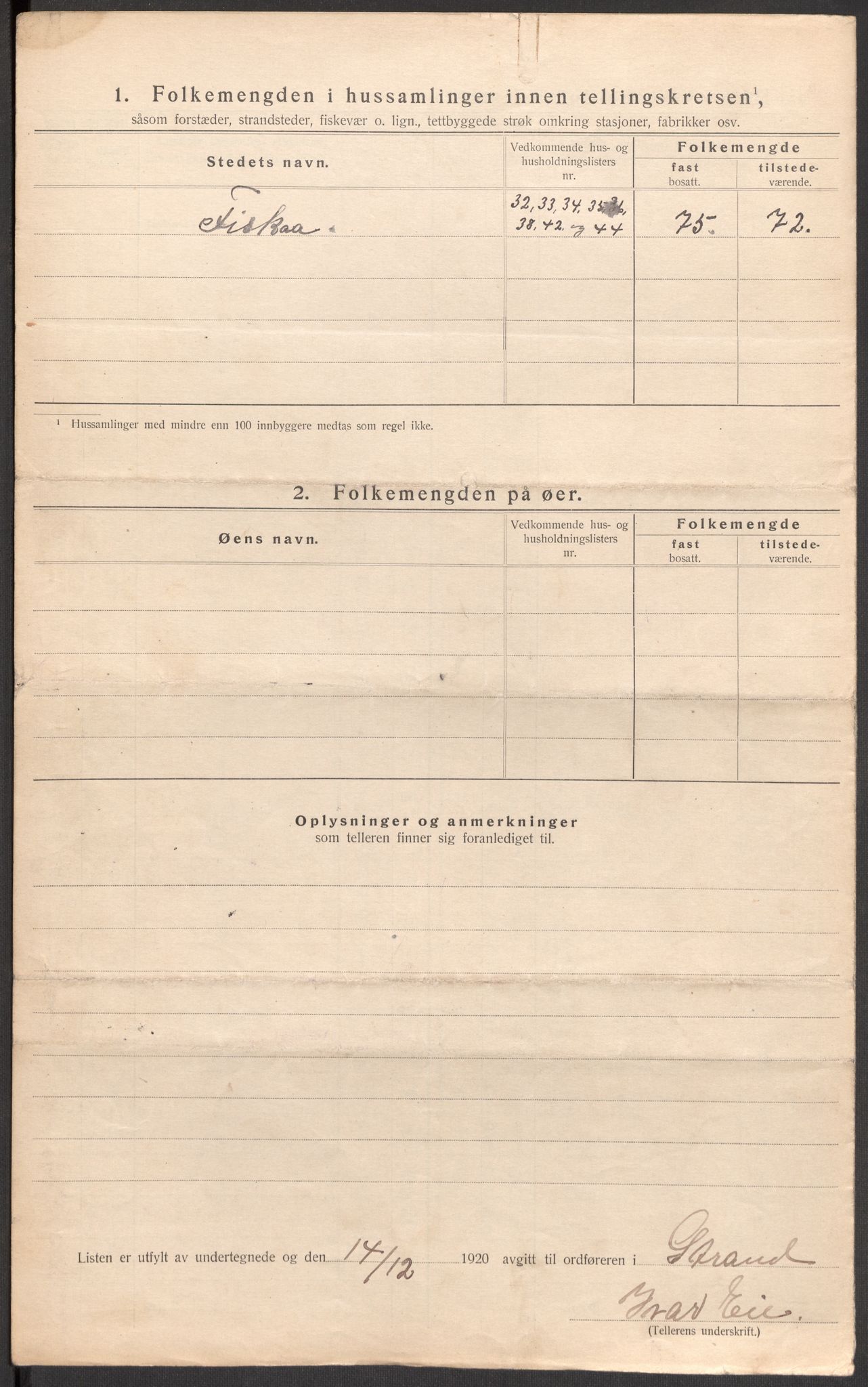 SAST, 1920 census for Strand, 1920, p. 9