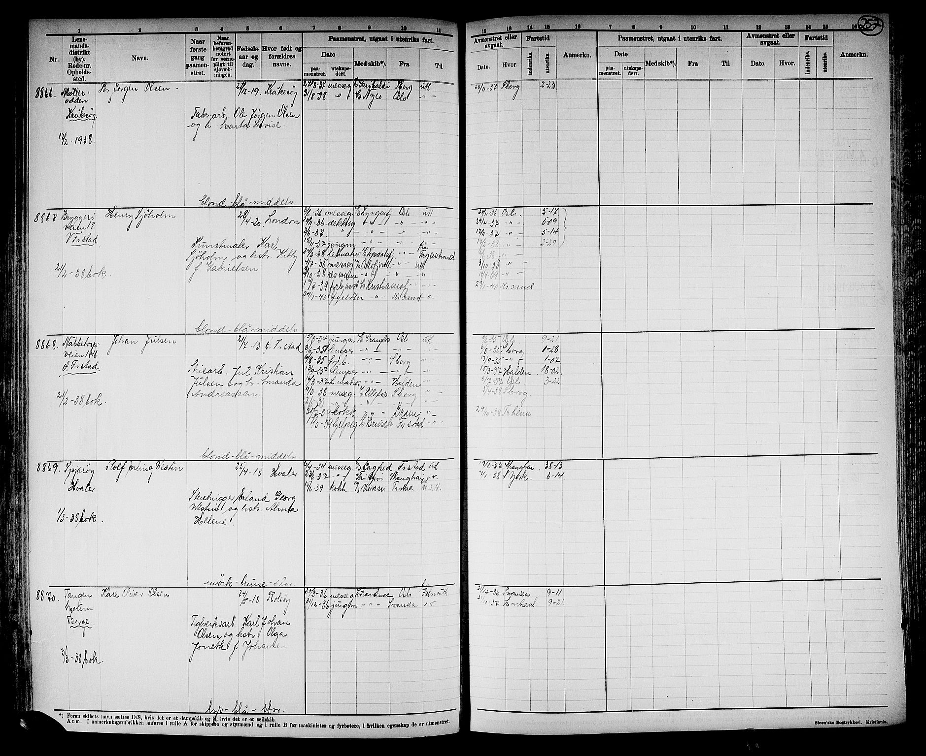 Fredrikstad mønstringskontor, AV/SAO-A-10569b/F/Fc/Fcb/L0022: Hovedrulle, 1922, p. 263