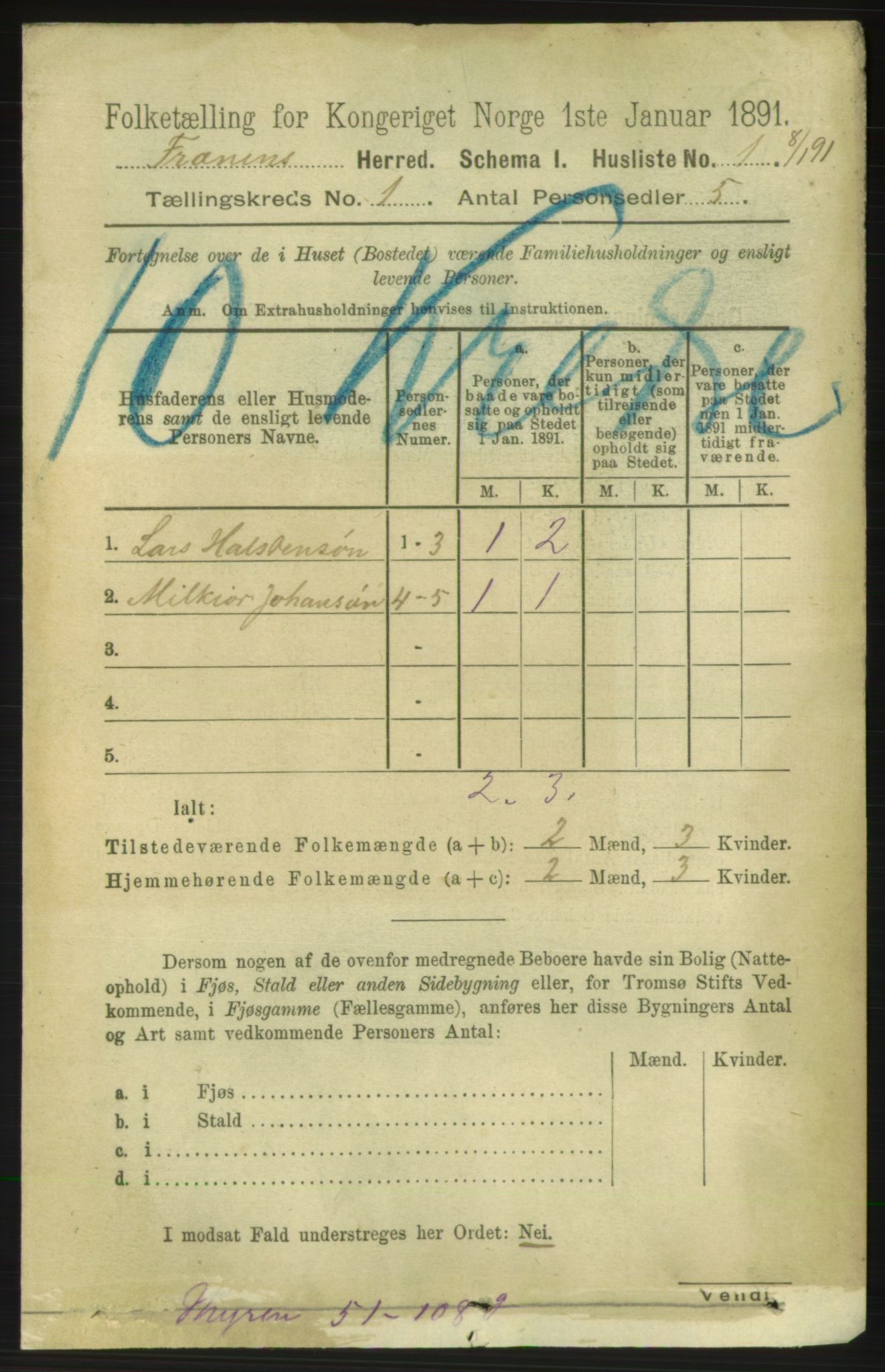 RA, 1891 census for 1548 Fræna, 1891, p. 24