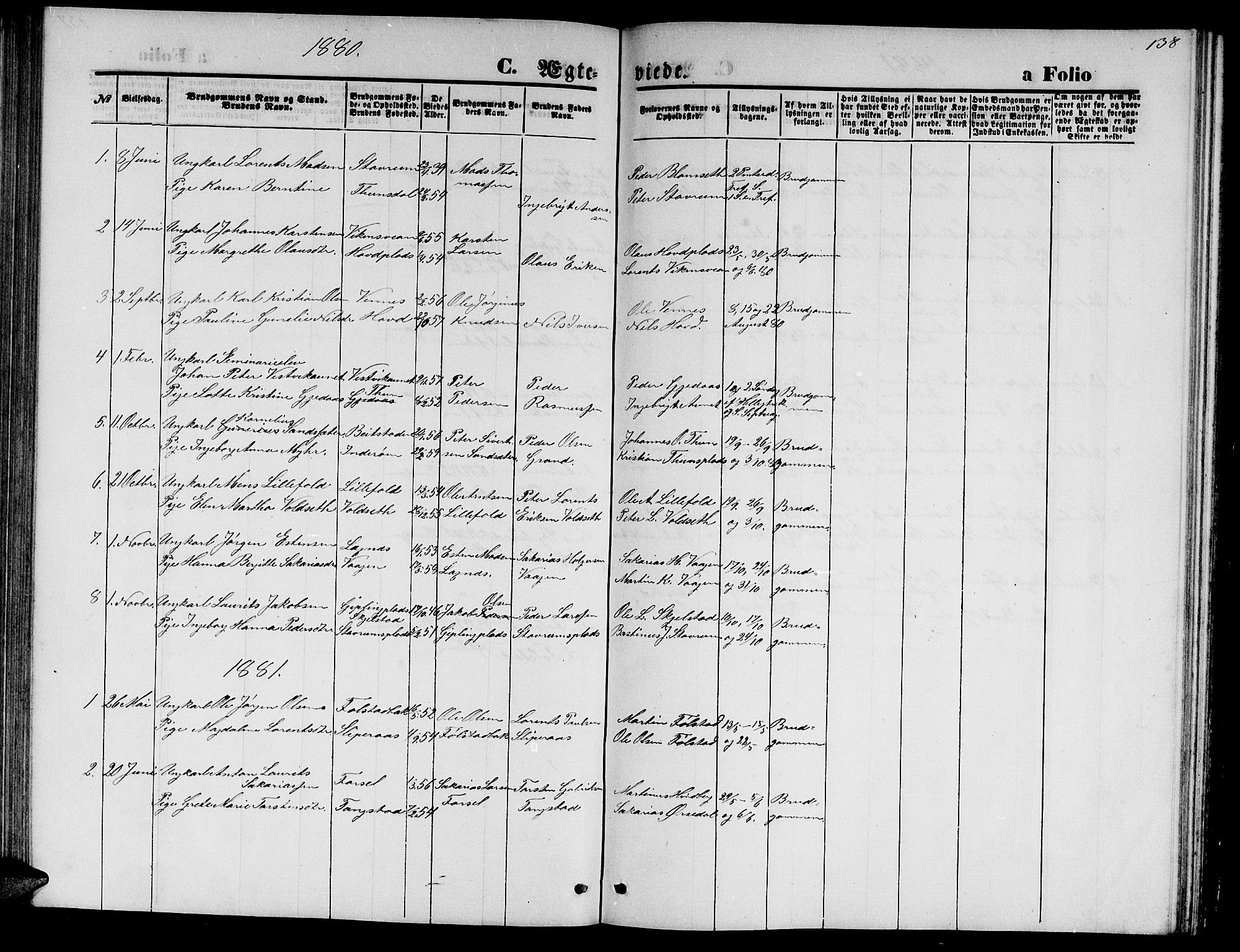 Ministerialprotokoller, klokkerbøker og fødselsregistre - Nord-Trøndelag, SAT/A-1458/744/L0422: Parish register (copy) no. 744C01, 1871-1885, p. 138