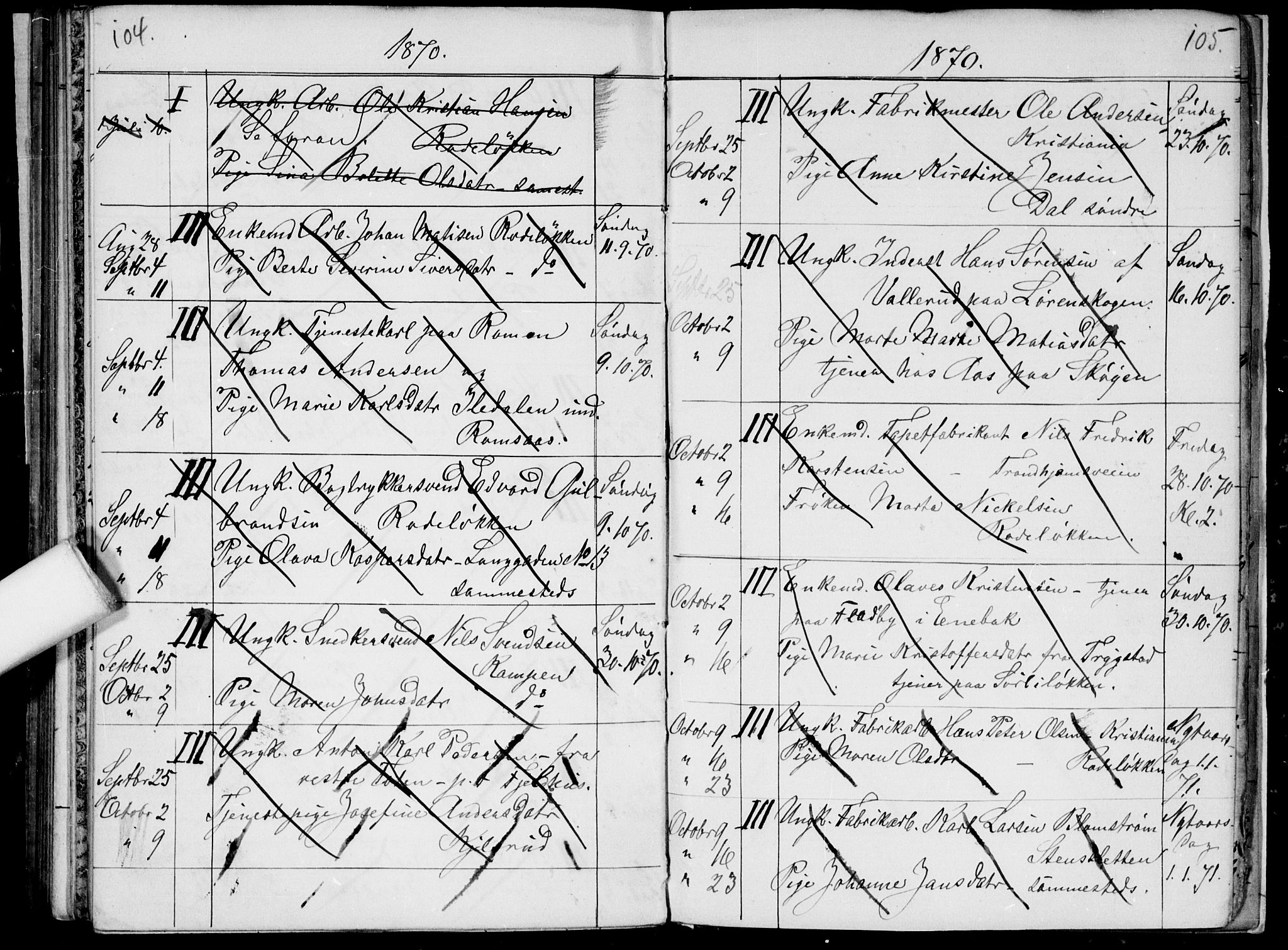 Østre Aker prestekontor Kirkebøker, AV/SAO-A-10840/H/Ha/L0002: Banns register no. I 2, 1861-1872, p. 104-105