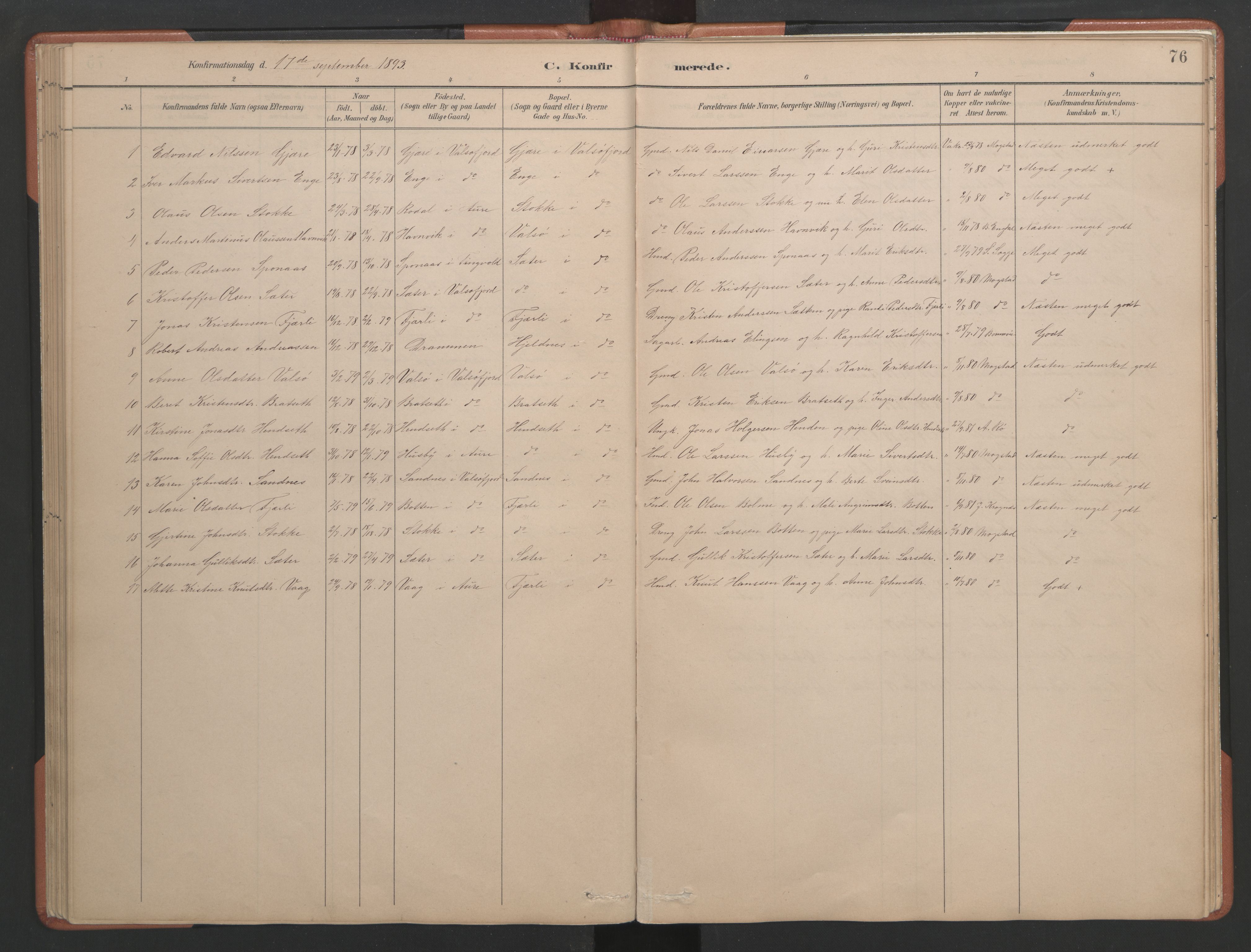 Ministerialprotokoller, klokkerbøker og fødselsregistre - Møre og Romsdal, AV/SAT-A-1454/580/L0926: Parish register (copy) no. 580C01, 1882-1903, p. 76