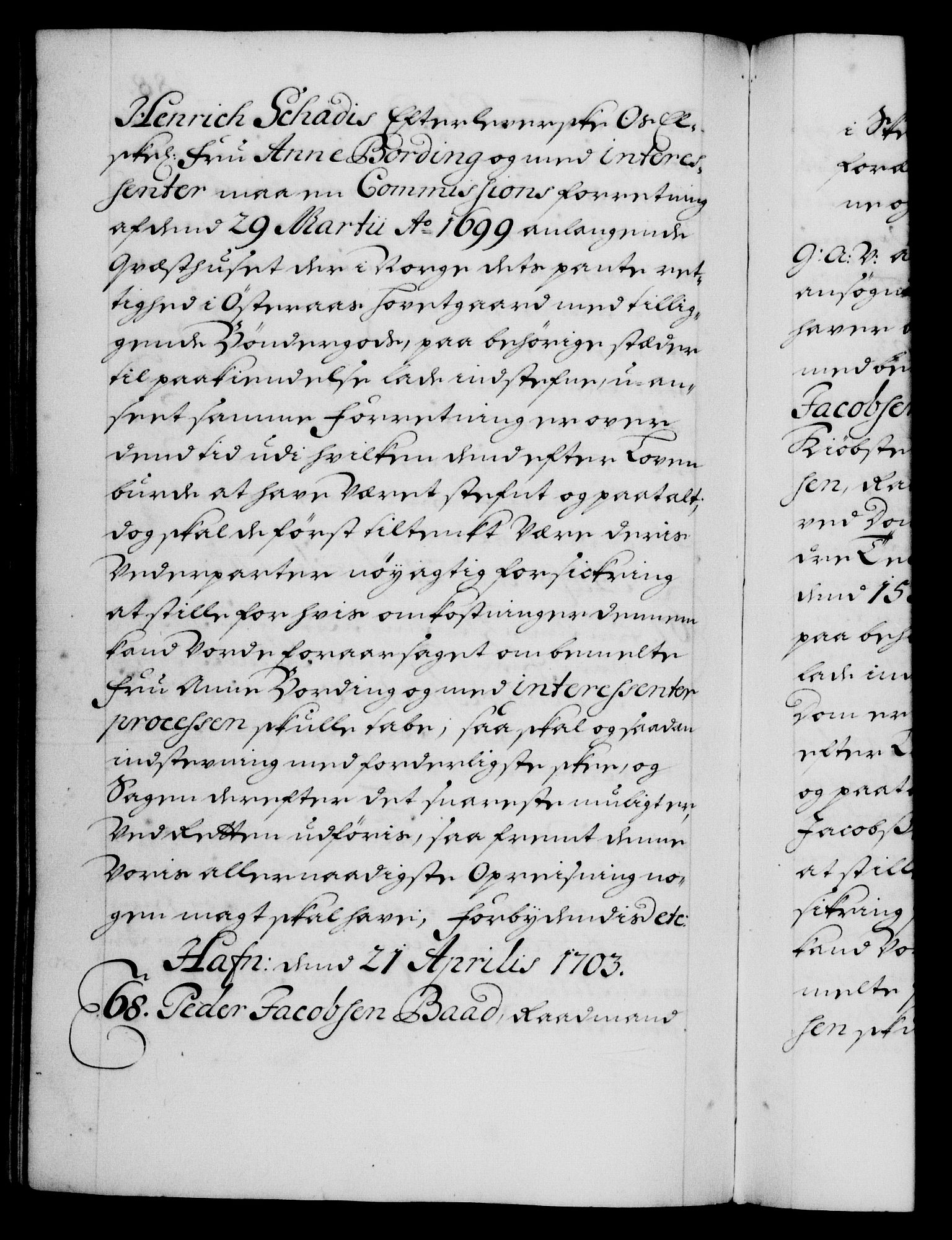 Danske Kanselli 1572-1799, AV/RA-EA-3023/F/Fc/Fca/Fcaa/L0018: Norske registre, 1699-1703, p. 488b