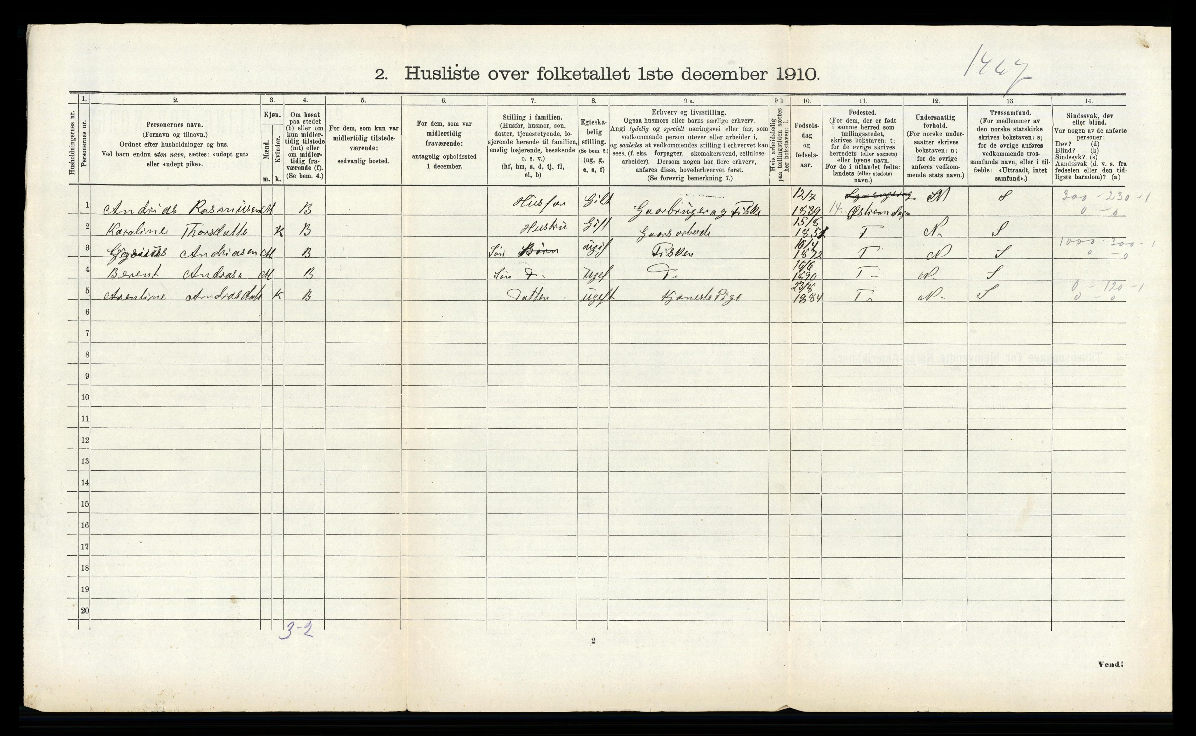 RA, 1910 census for Solund, 1910, p. 116