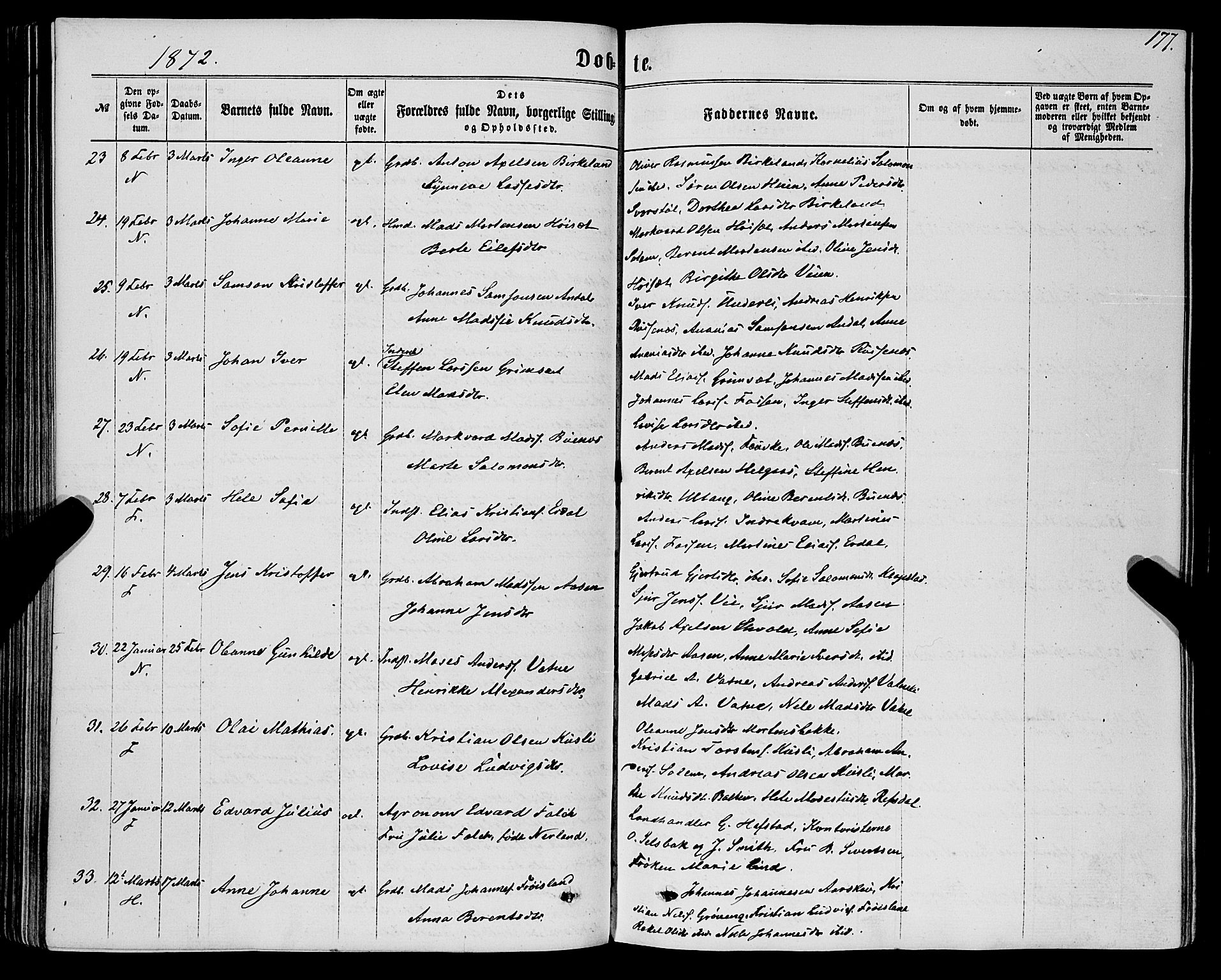 Førde sokneprestembete, AV/SAB-A-79901/H/Haa/Haaa/L0009: Parish register (official) no. A 9, 1861-1877, p. 177