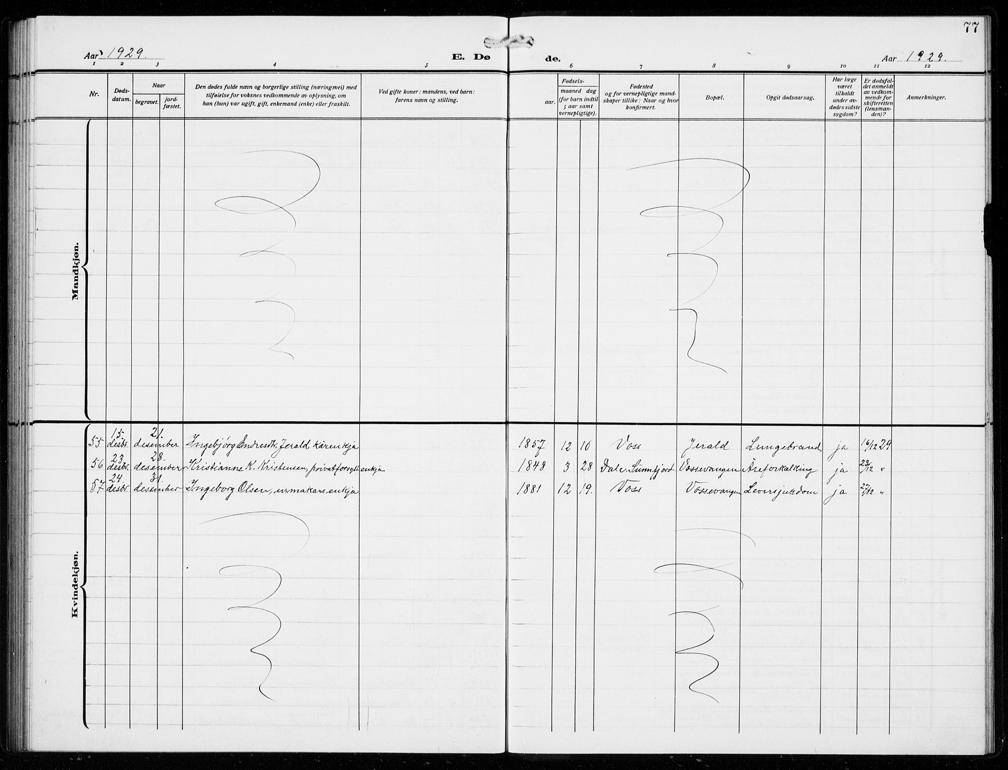 Voss sokneprestembete, AV/SAB-A-79001/H/Hab: Parish register (copy) no. F  2, 1913-1932, p. 77