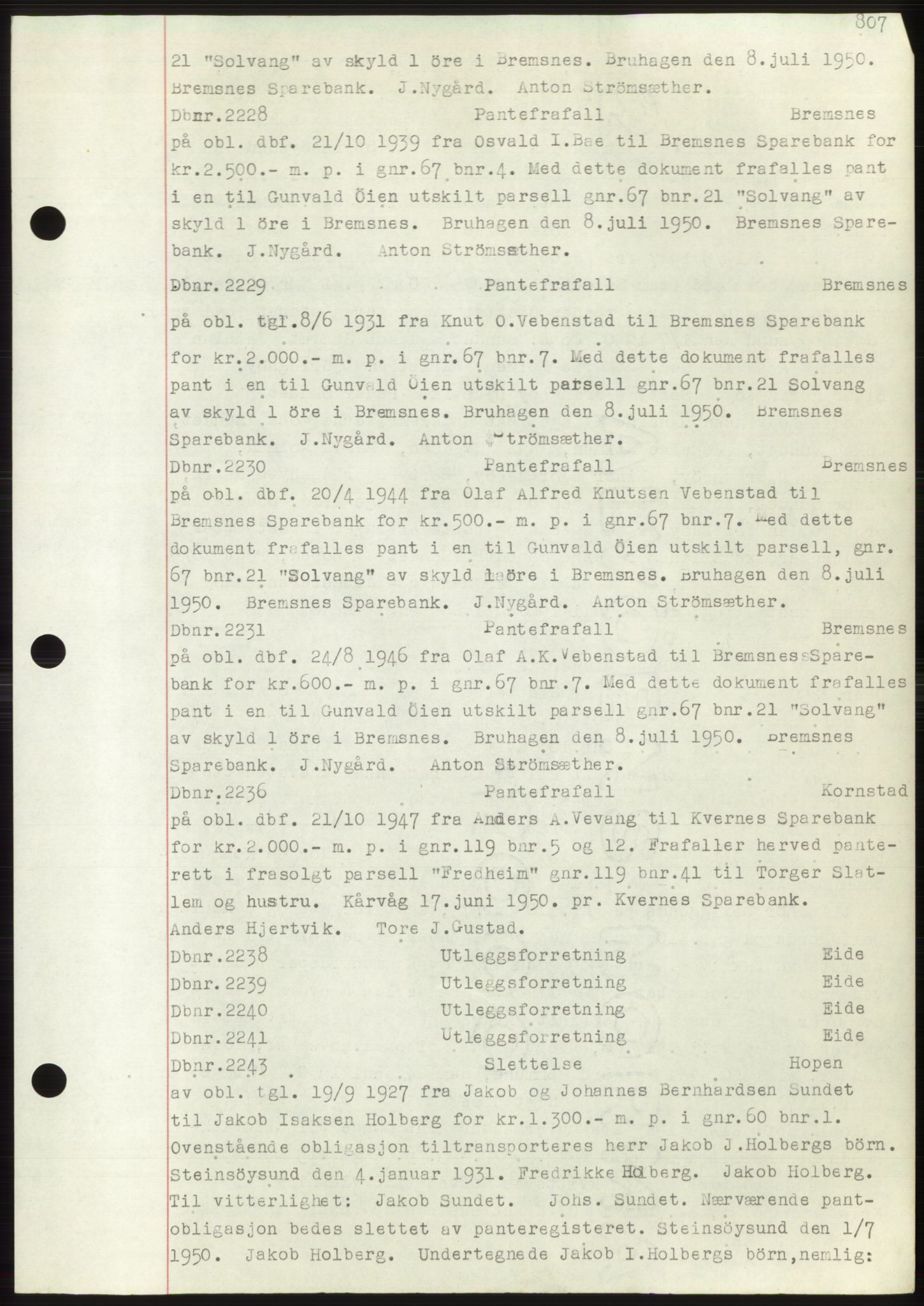 Nordmøre sorenskriveri, SAT/A-4132/1/2/2Ca: Mortgage book no. C82b, 1946-1951, Diary no: : 2228/1950