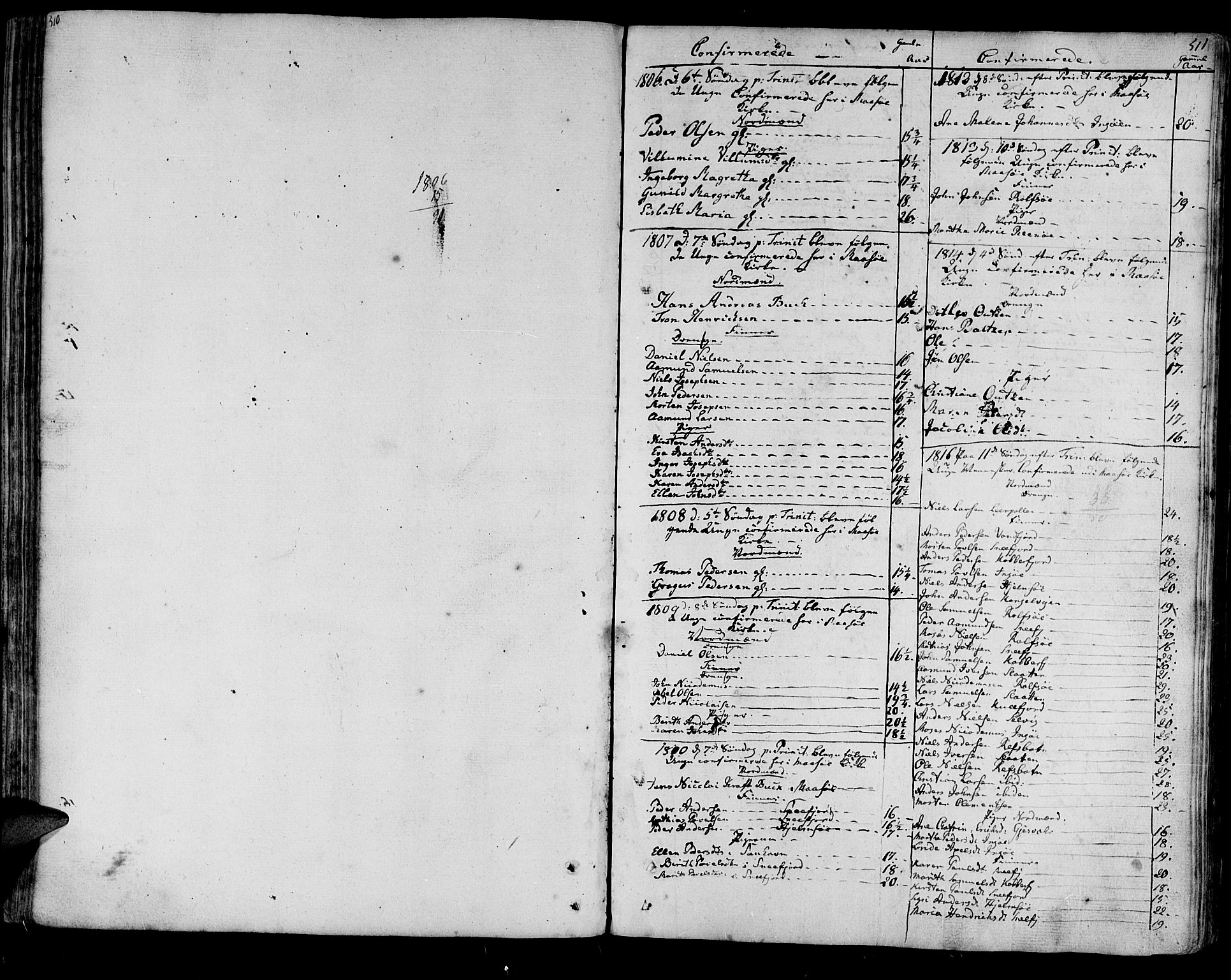 Måsøy sokneprestkontor, SATØ/S-1348/H/Ha/L0001kirke: Parish register (official) no. 1, 1806-1851, p. 511