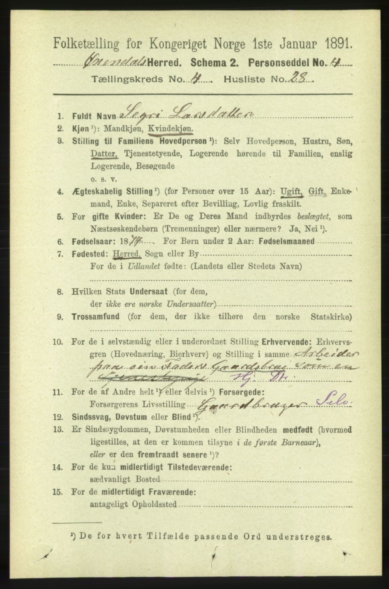 RA, 1891 census for 1561 Øksendal, 1891, p. 986