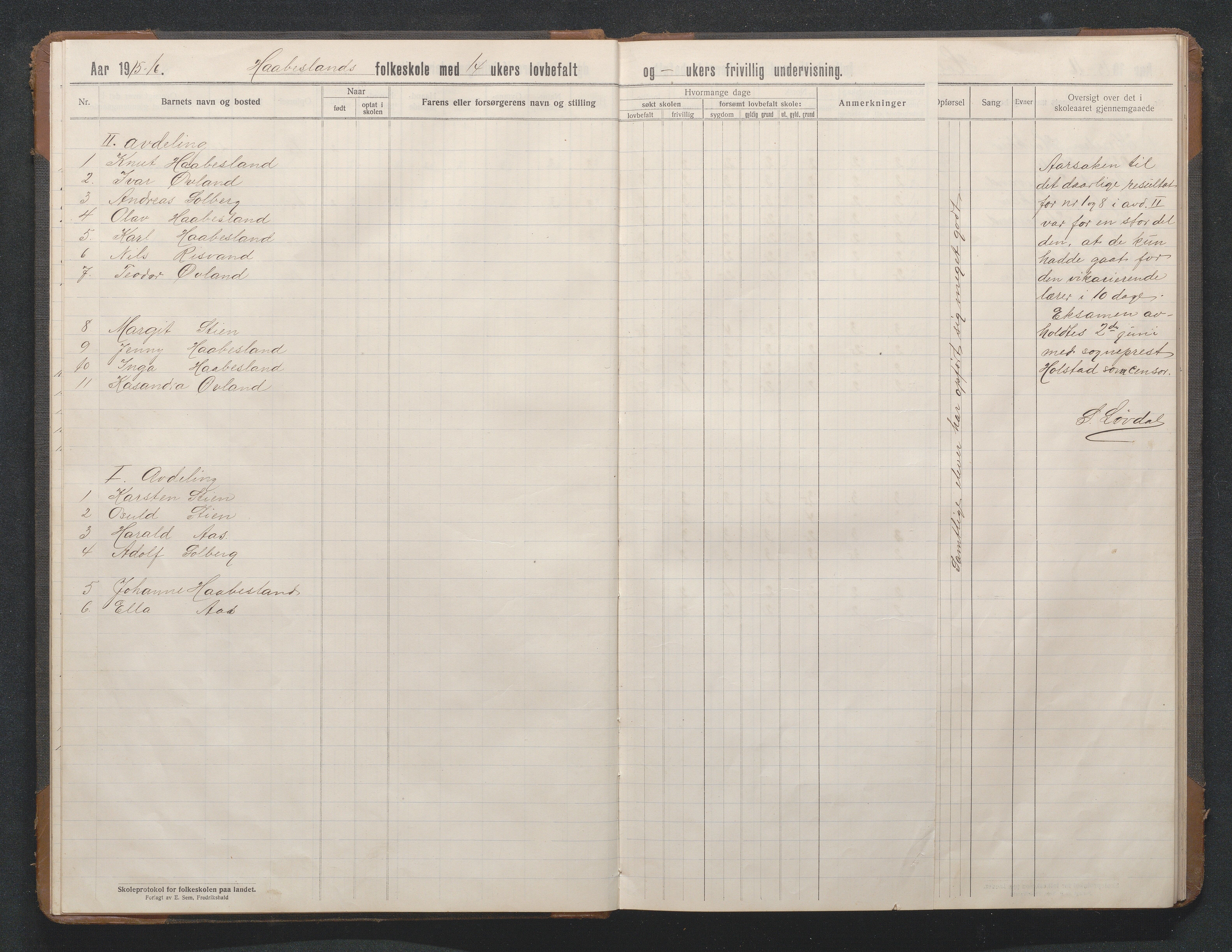 Birkenes kommune, Håbesland, Holte og Rislå skolekretser frem til 1991, AAKS/KA0928-550c_91/F02/L0003: Skoleprotokoll Håbesland og Holte, 1913-1955