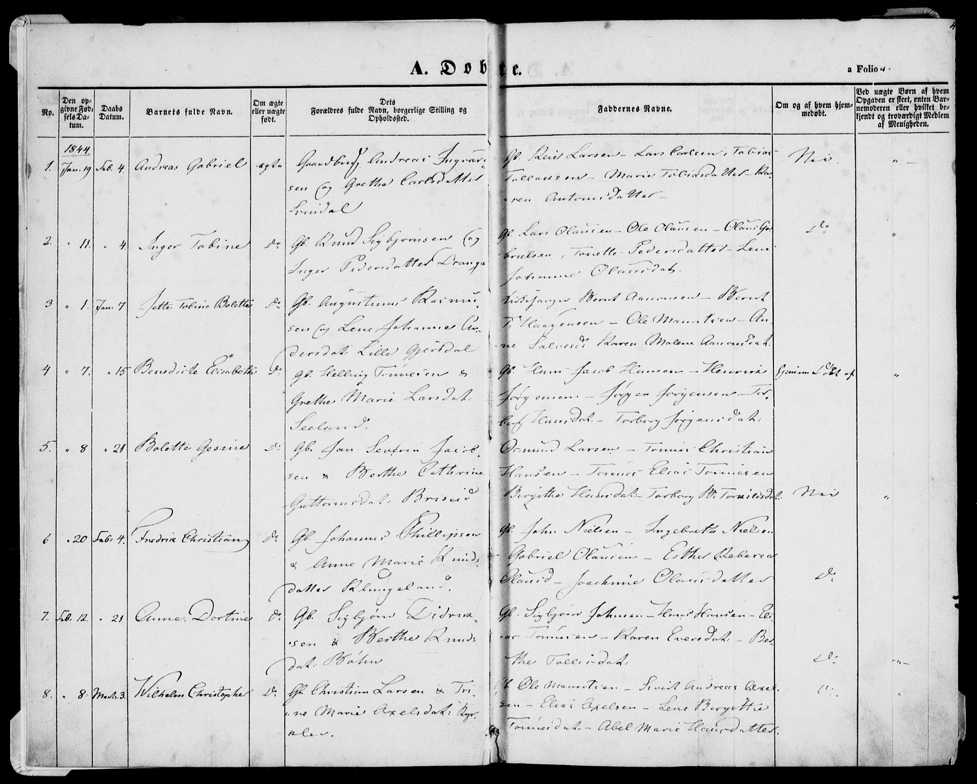 Herad sokneprestkontor, SAK/1111-0018/F/Fa/Faa/L0004: Parish register (official) no. A 4, 1844-1853, p. 4