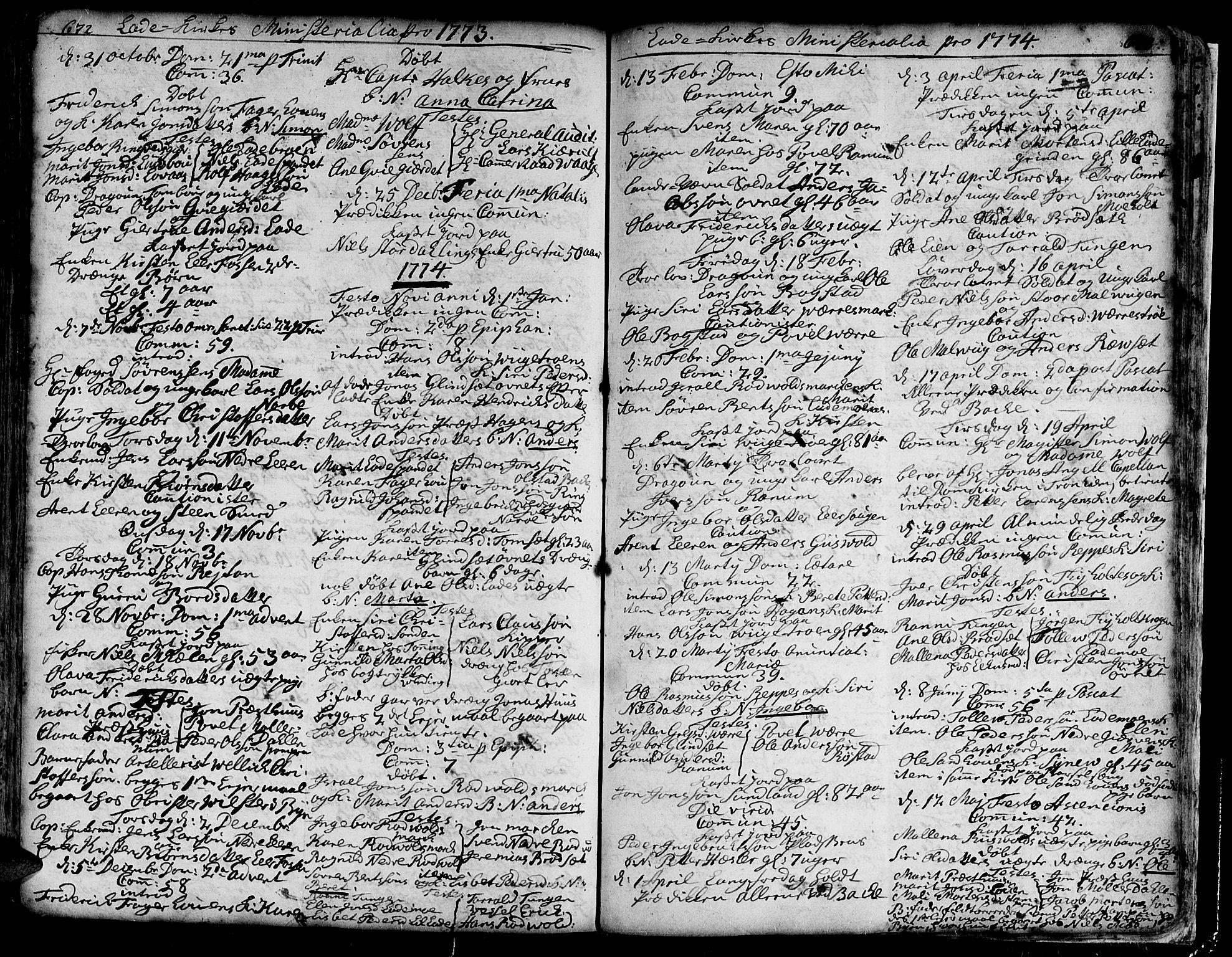 Ministerialprotokoller, klokkerbøker og fødselsregistre - Sør-Trøndelag, SAT/A-1456/606/L0275: Parish register (official) no. 606A01 /1, 1727-1780, p. 672-673
