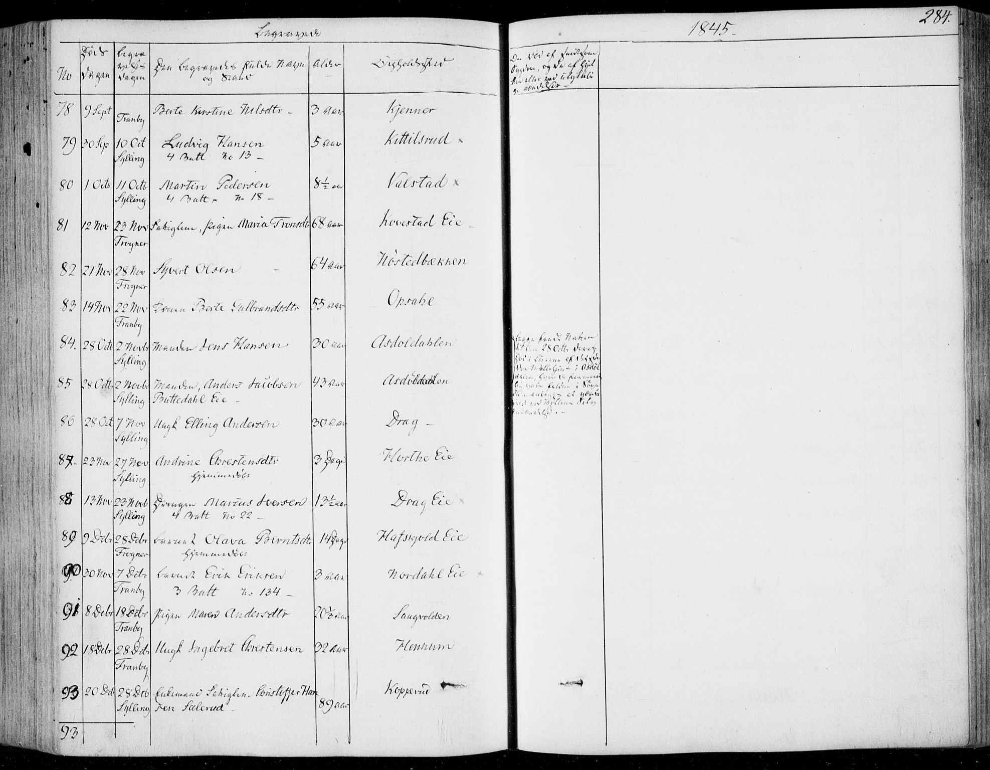 Lier kirkebøker, AV/SAKO-A-230/F/Fa/L0011: Parish register (official) no. I 11, 1843-1854, p. 284