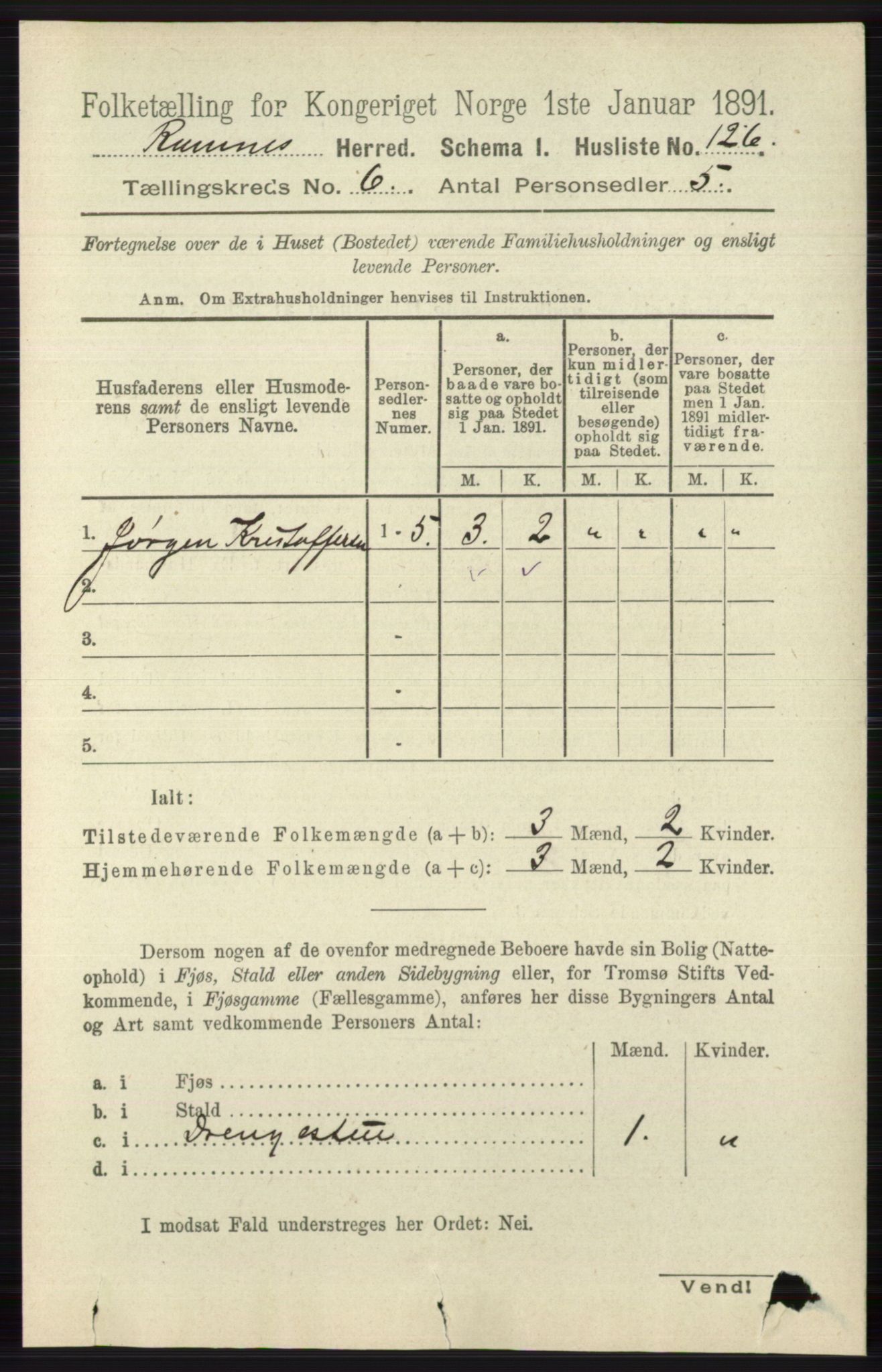 RA, 1891 census for 0718 Ramnes, 1891, p. 3315