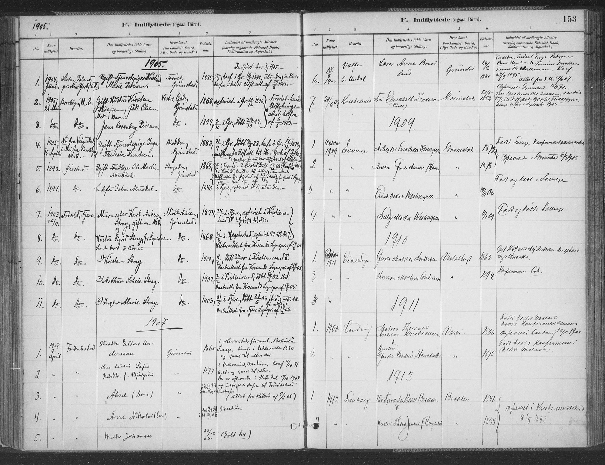 Grimstad sokneprestkontor, SAK/1111-0017/F/Fa/L0004: Parish register (official) no. A 3, 1882-1910, p. 153