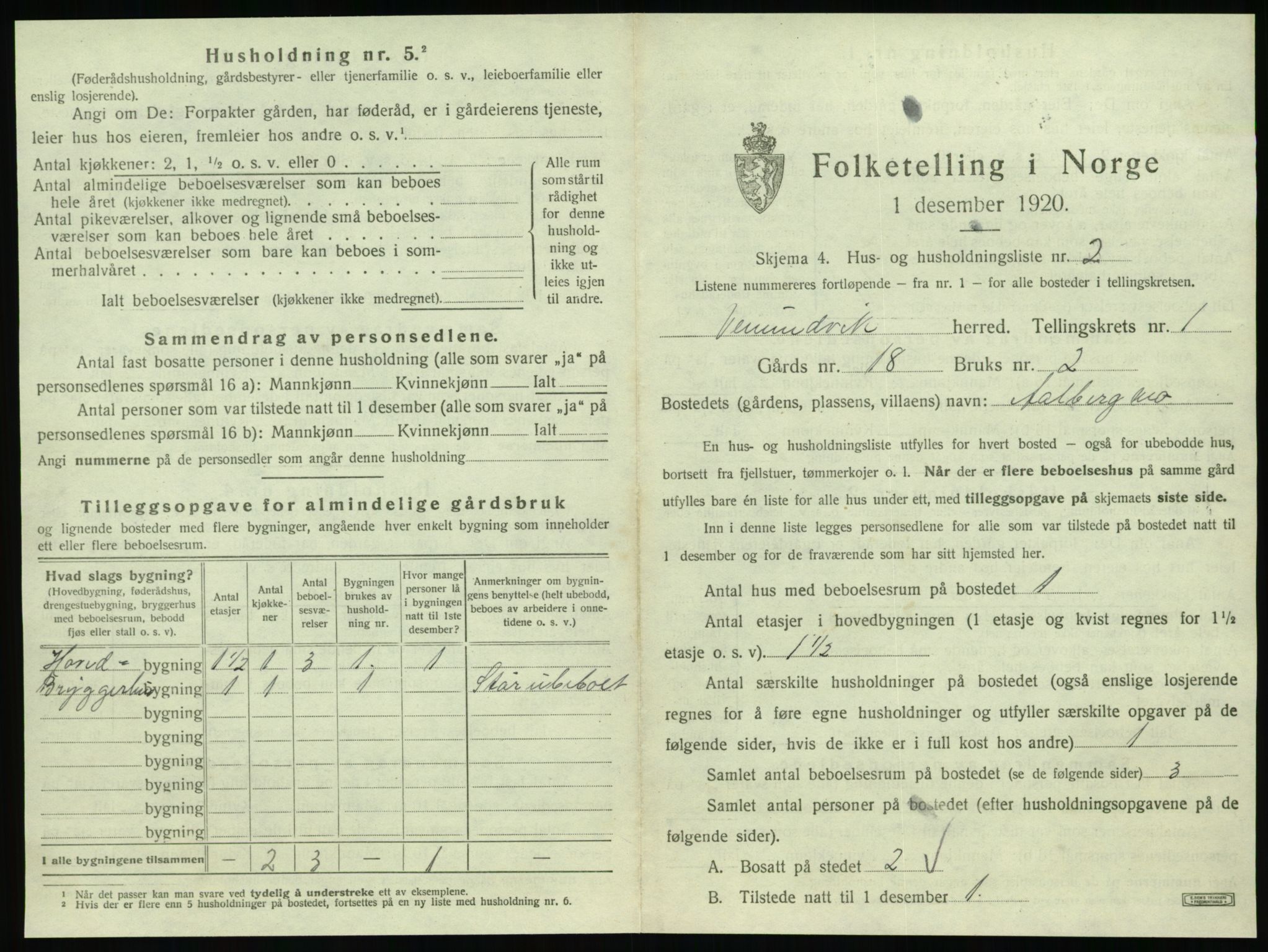 SAT, 1920 census for Vemundvik, 1920, p. 25