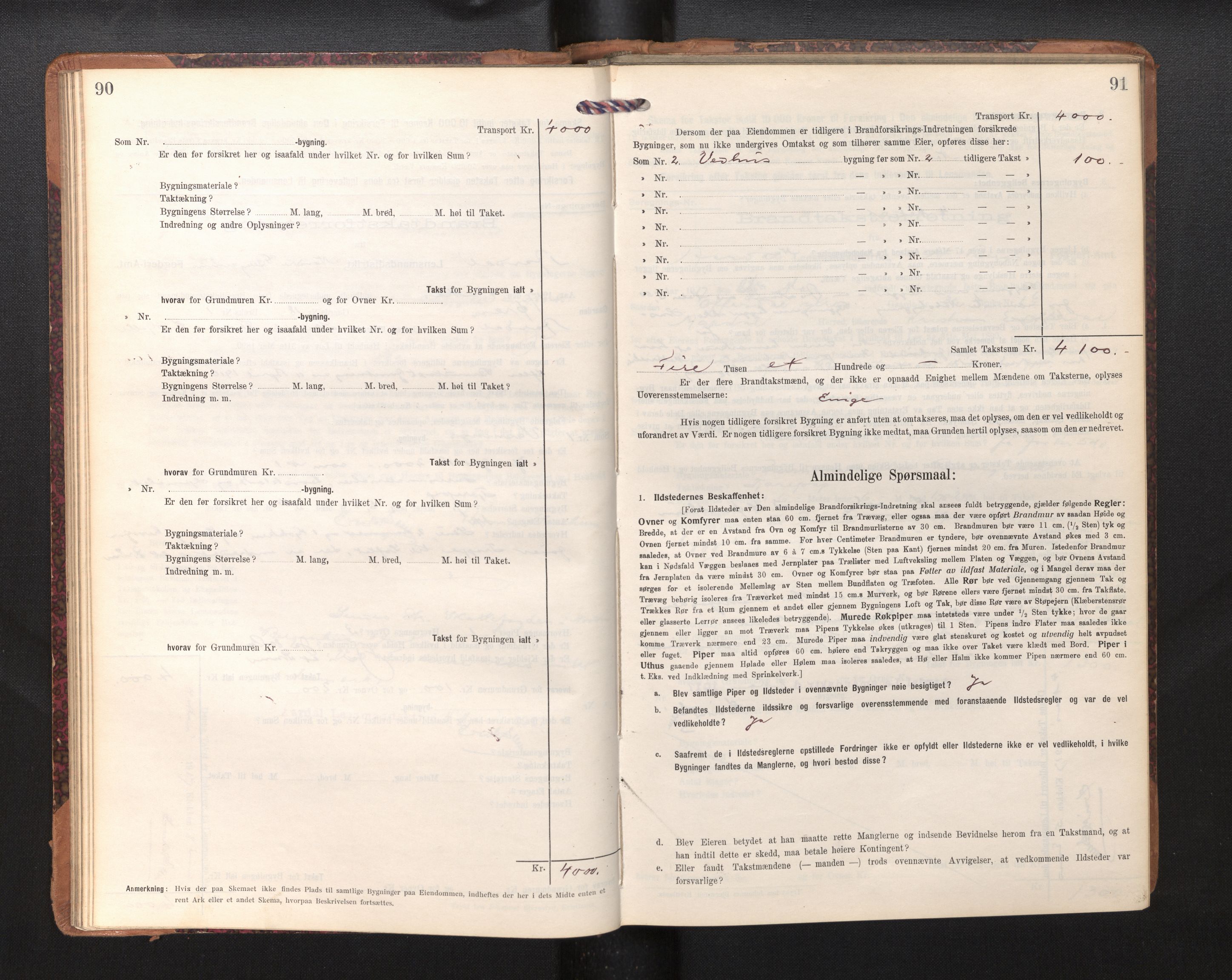 Lensmannen i Årdal, AV/SAB-A-30501/0012/L0009: Branntakstprotokoll, skjematakst, 1914-1926, p. 90-91