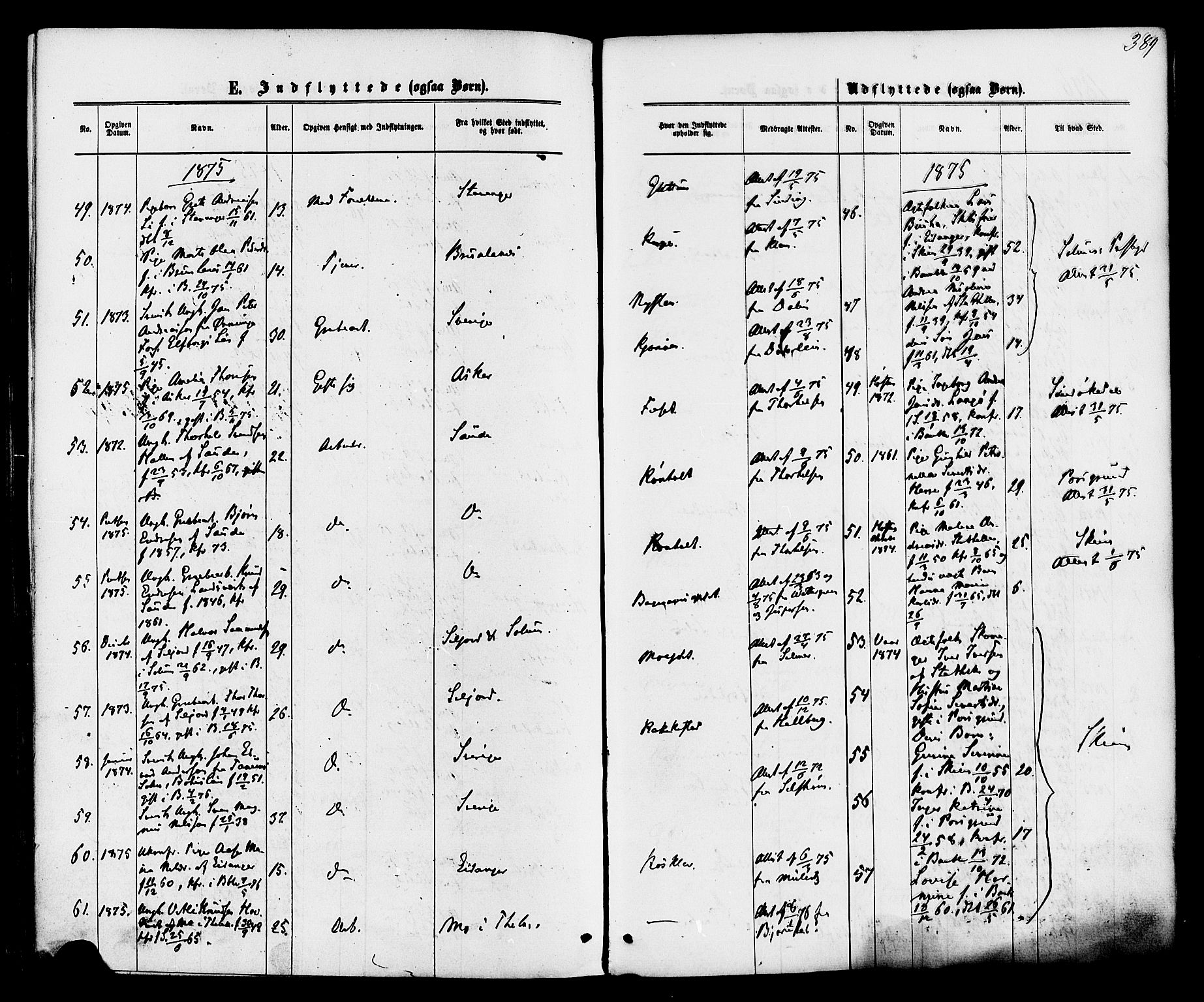 Bamble kirkebøker, SAKO/A-253/F/Fa/L0006: Parish register (official) no. I 6, 1869-1877, p. 389