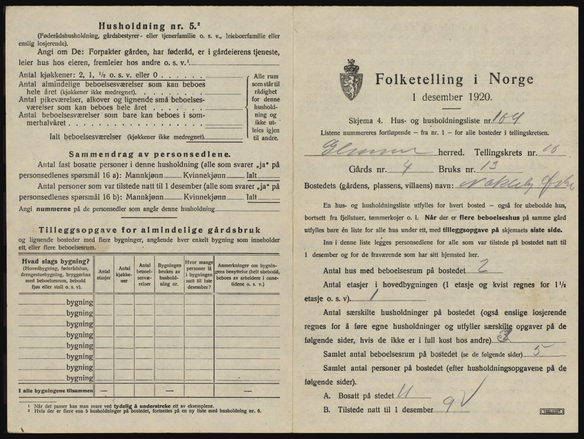 SAO, 1920 census for Glemmen, 1920, p. 2141