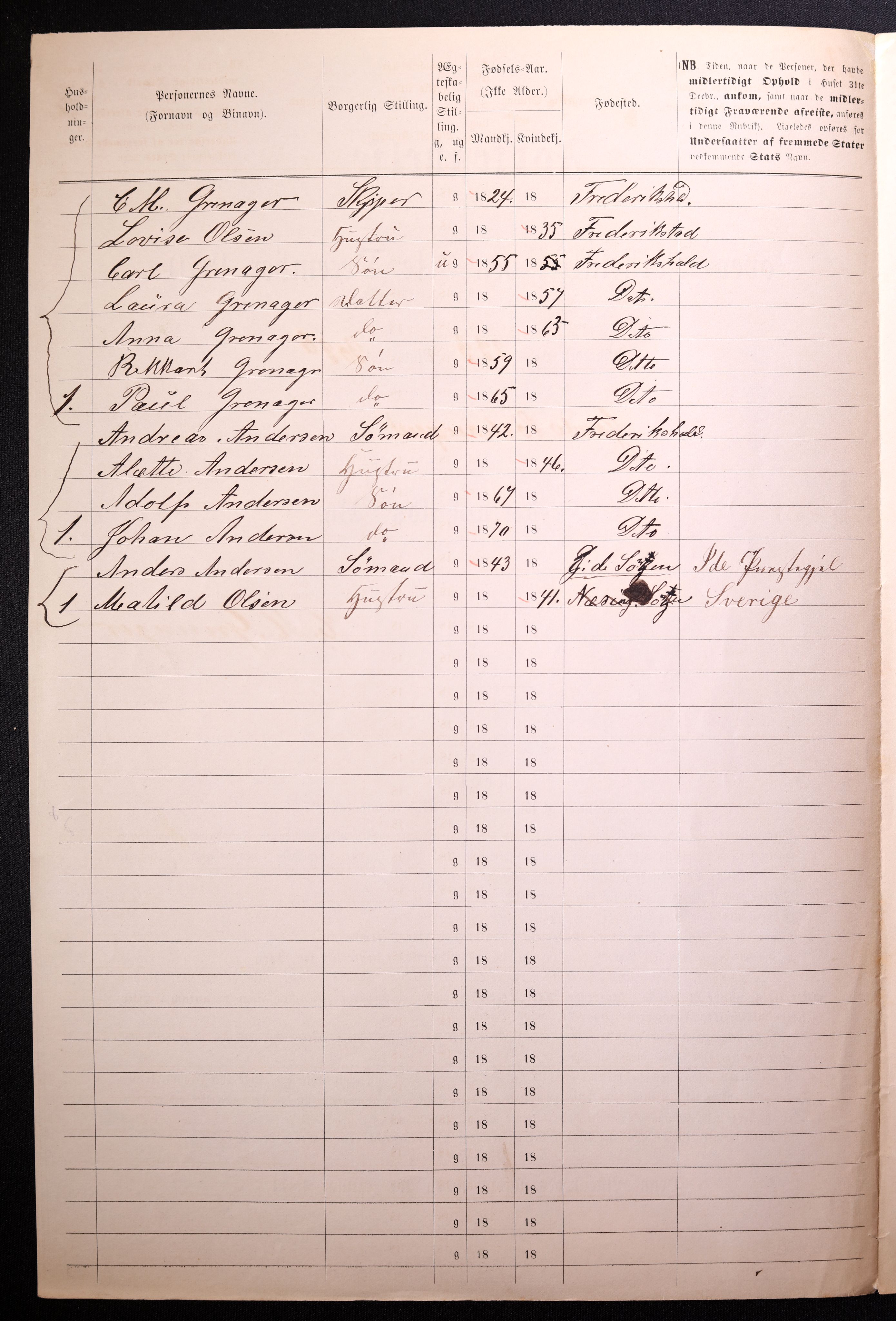 RA, 1870 census for 0101 Fredrikshald, 1870, p. 348