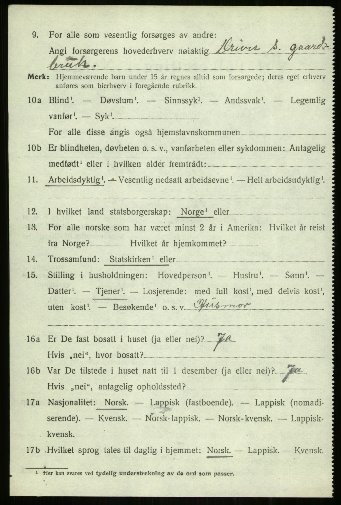 SATØ, 1920 census for Dyrøy, 1920, p. 1276