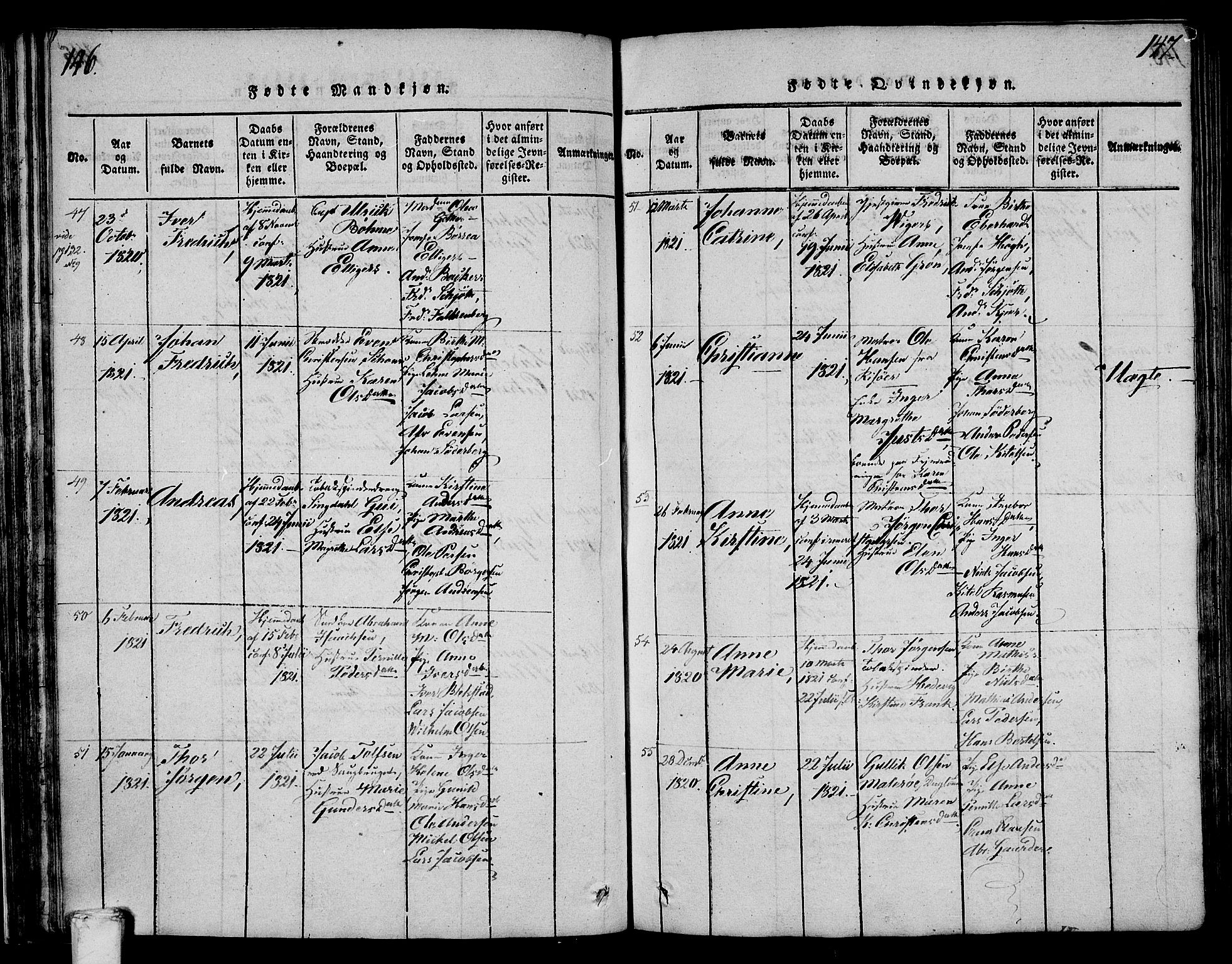 Larvik kirkebøker, SAKO/A-352/F/Fa/L0001: Parish register (official) no. I 1, 1814-1825, p. 146-147